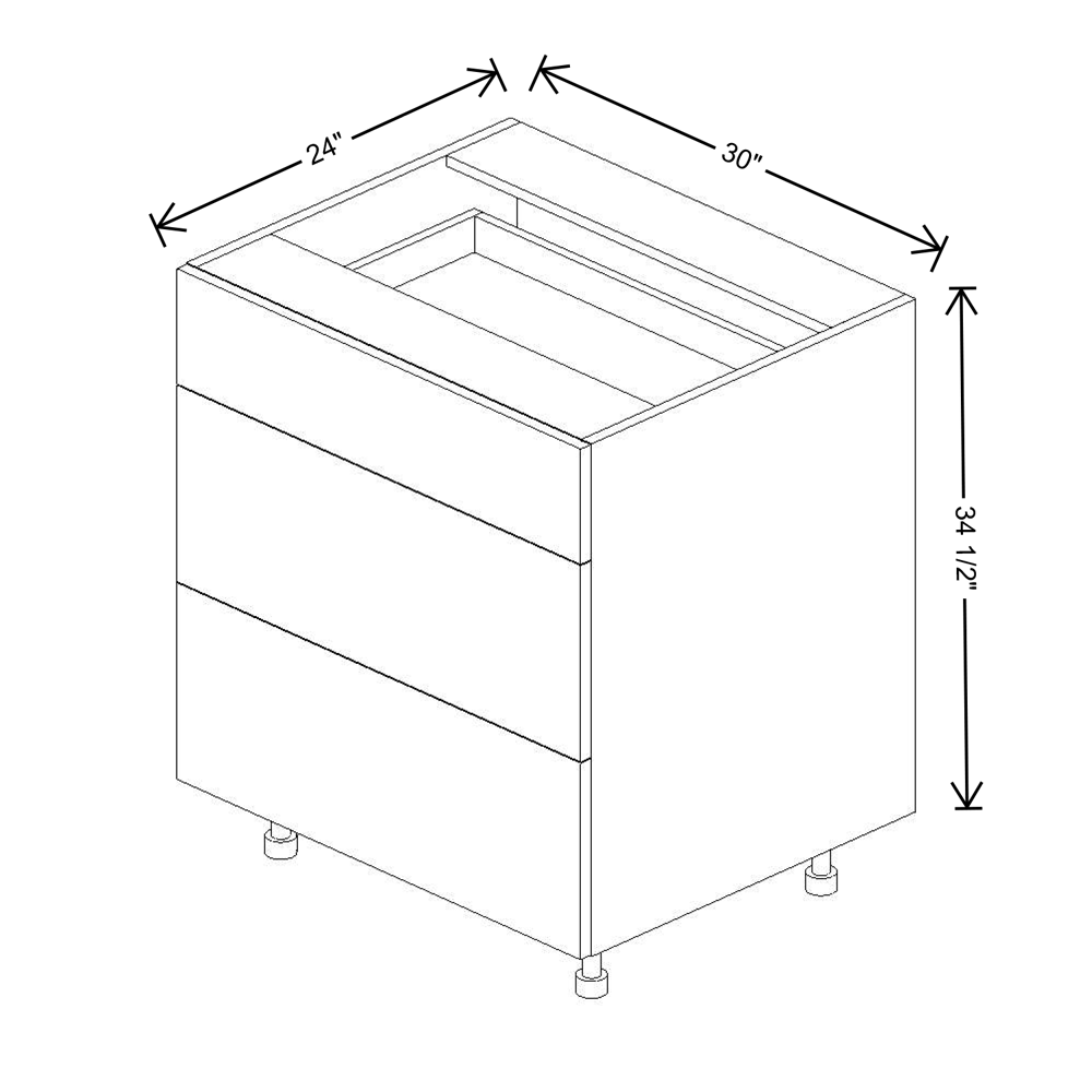 Fabuwood Illume Catalina Bianco Matte 12"W 3 Drawer Base