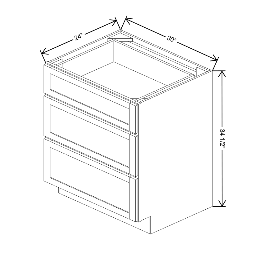 Wolf Classic Grove Opal Paint 30"W Base 3 Drawer Cabinet