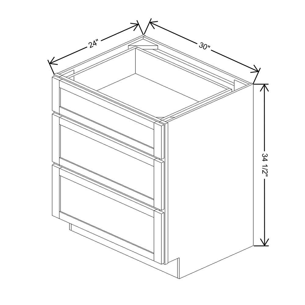 Wolf Classic Hanover White Paint 30"W Base 3 Drawer Cabinet