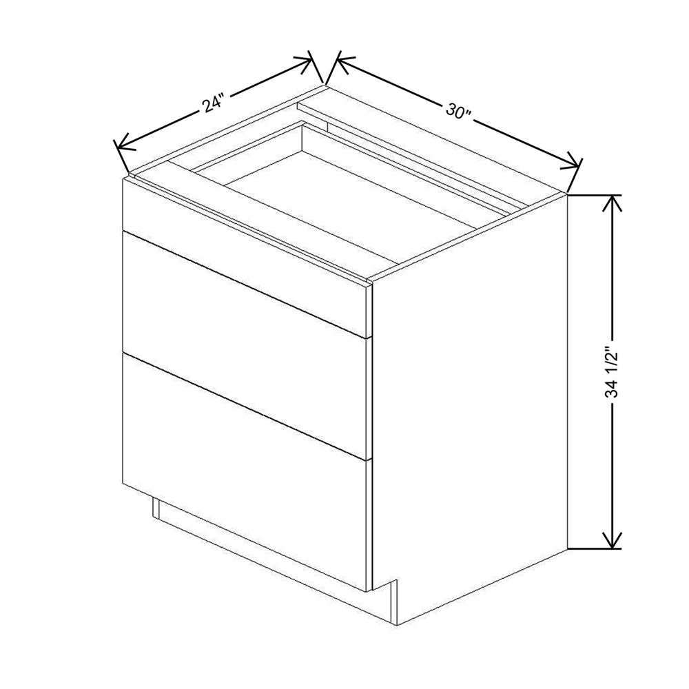 CNC Luxor Harvest 30" W 3 Drawer Base Cabinet