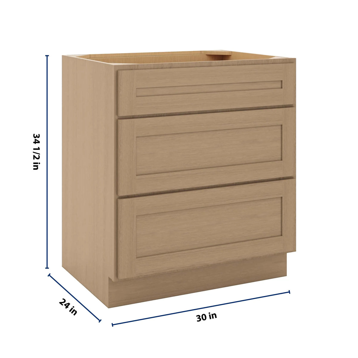 CNC Luxor 5-Piece Harvest 30" W 3 Drawer Base Cabinet