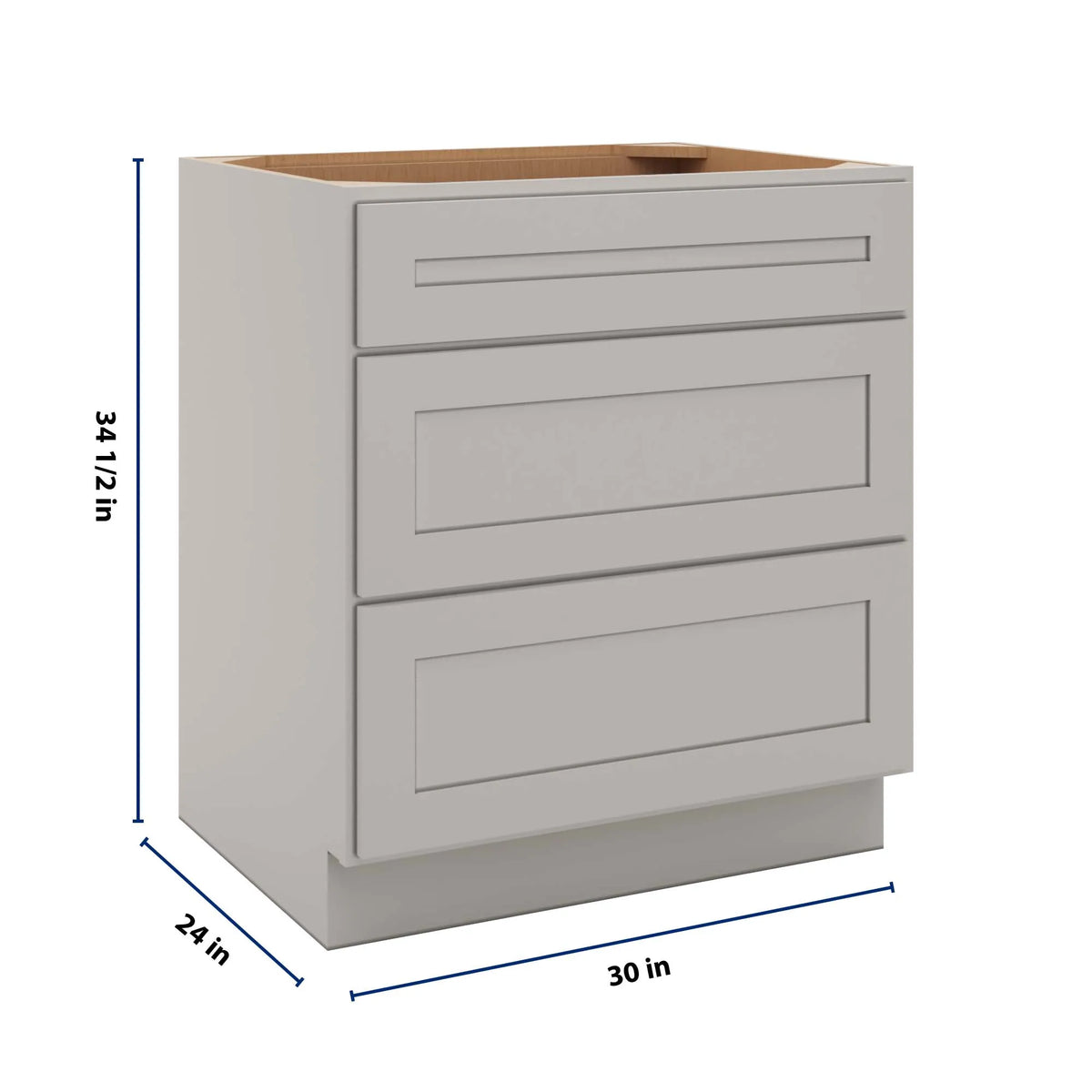 CNC Luxor 5-Piece Misty Grey 30" W 3 Drawer Base Cabinet