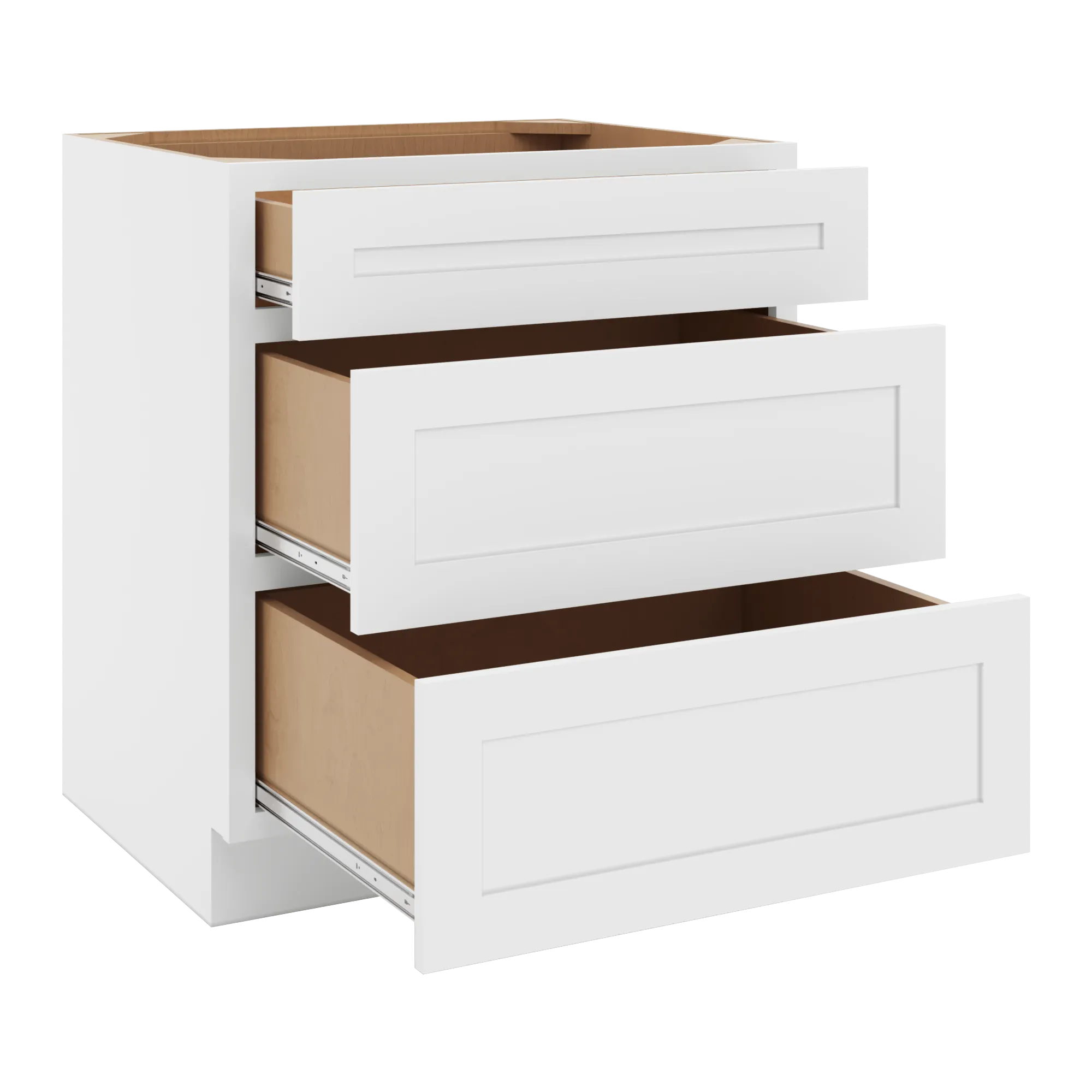 cnc luxor 5 piece white 30 w 3 drawer base cabinet