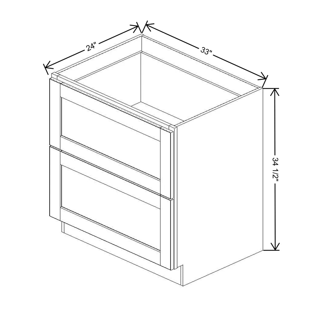 J&K White Shaker S8 Base w/2 Drawers - 33" W