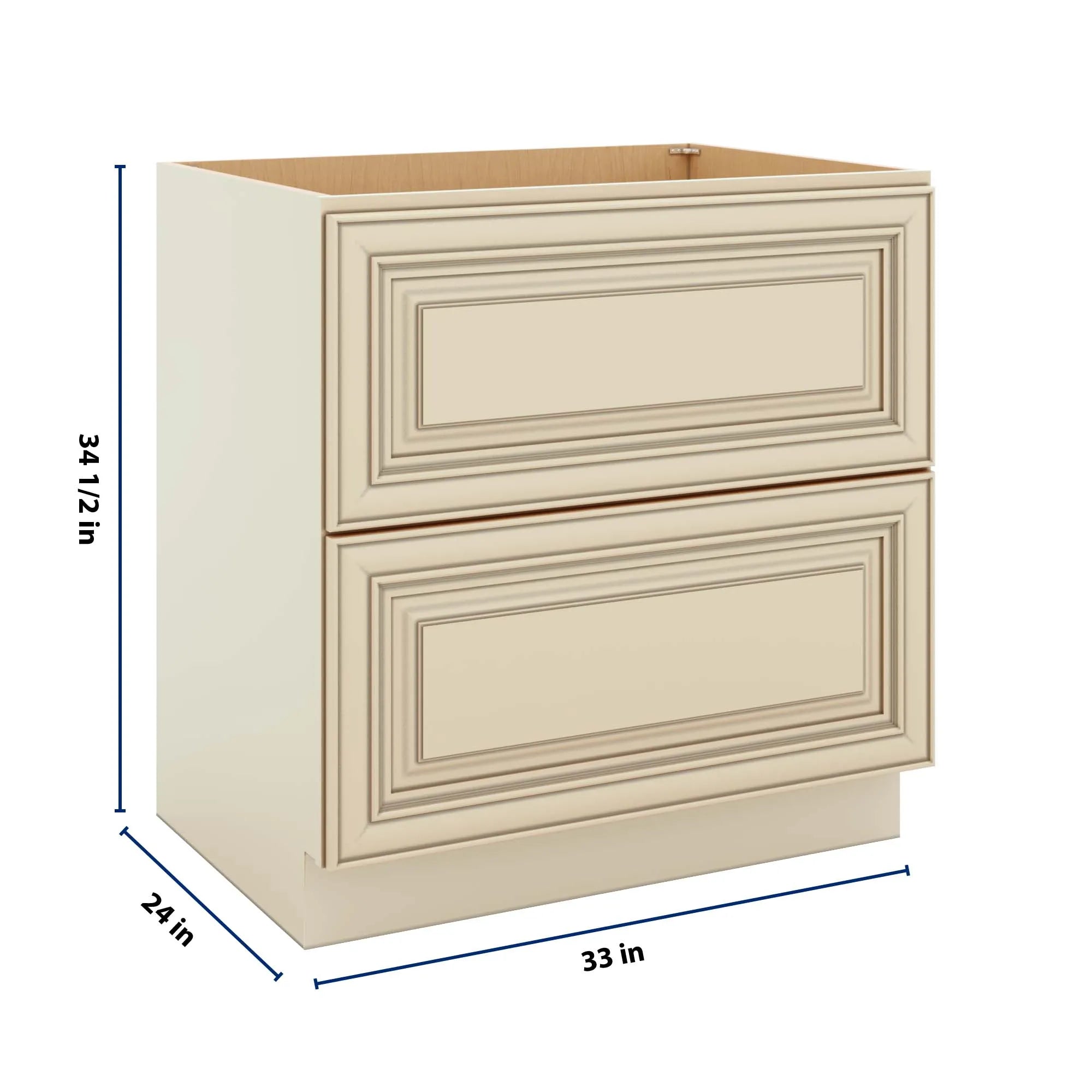 J&K Creme Glazed A7 Base w/2 Drawers - 33" W