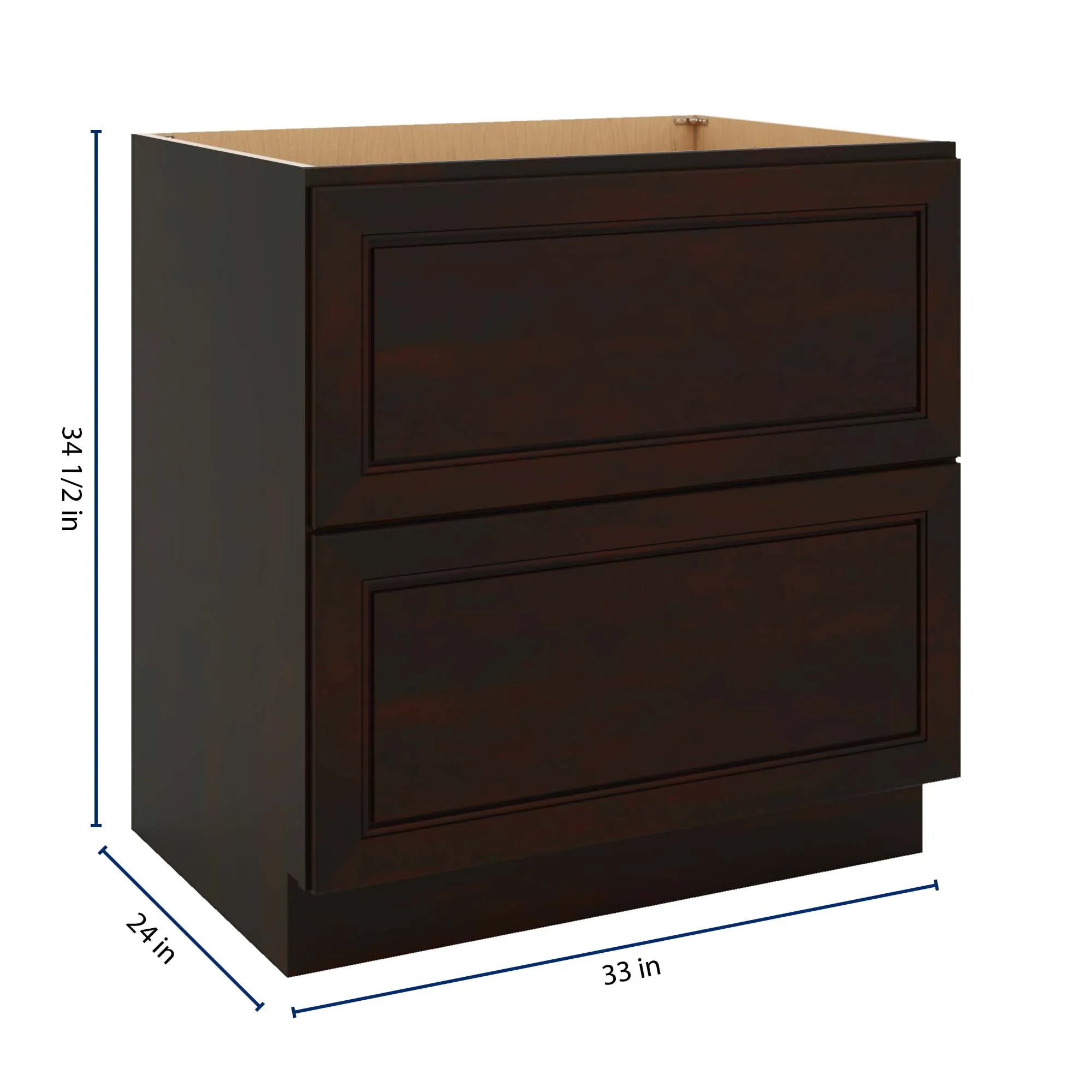 J&K Espresso K8 Base w/2 Drawers - 33" W
