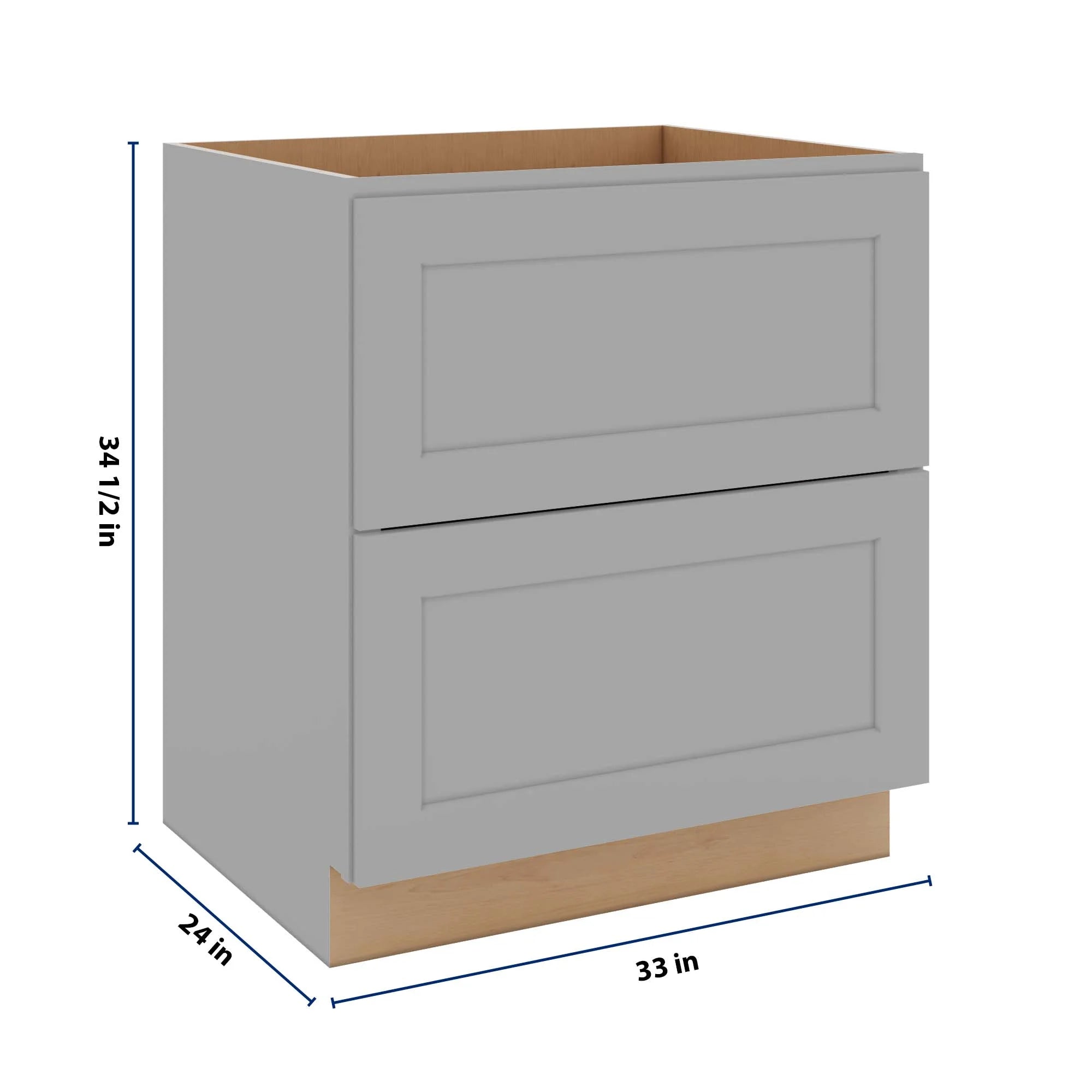 J&K Castle Grey S5 Base w/2 Drawers - 33" W