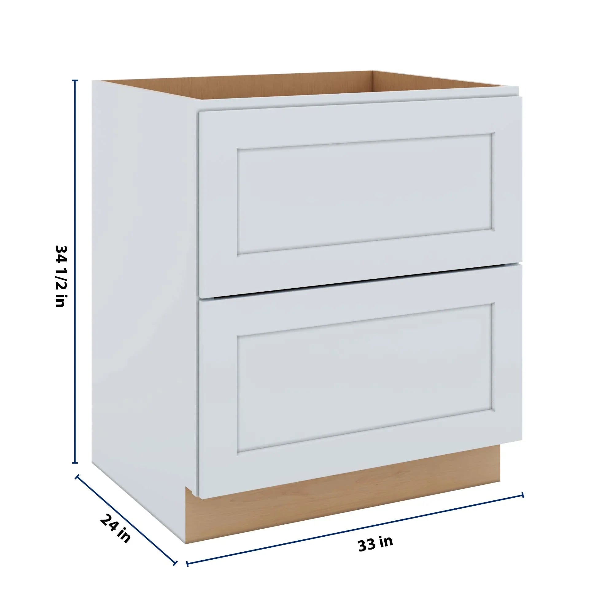 J&K White Shaker S8 Base w/2 Drawers - 33" W