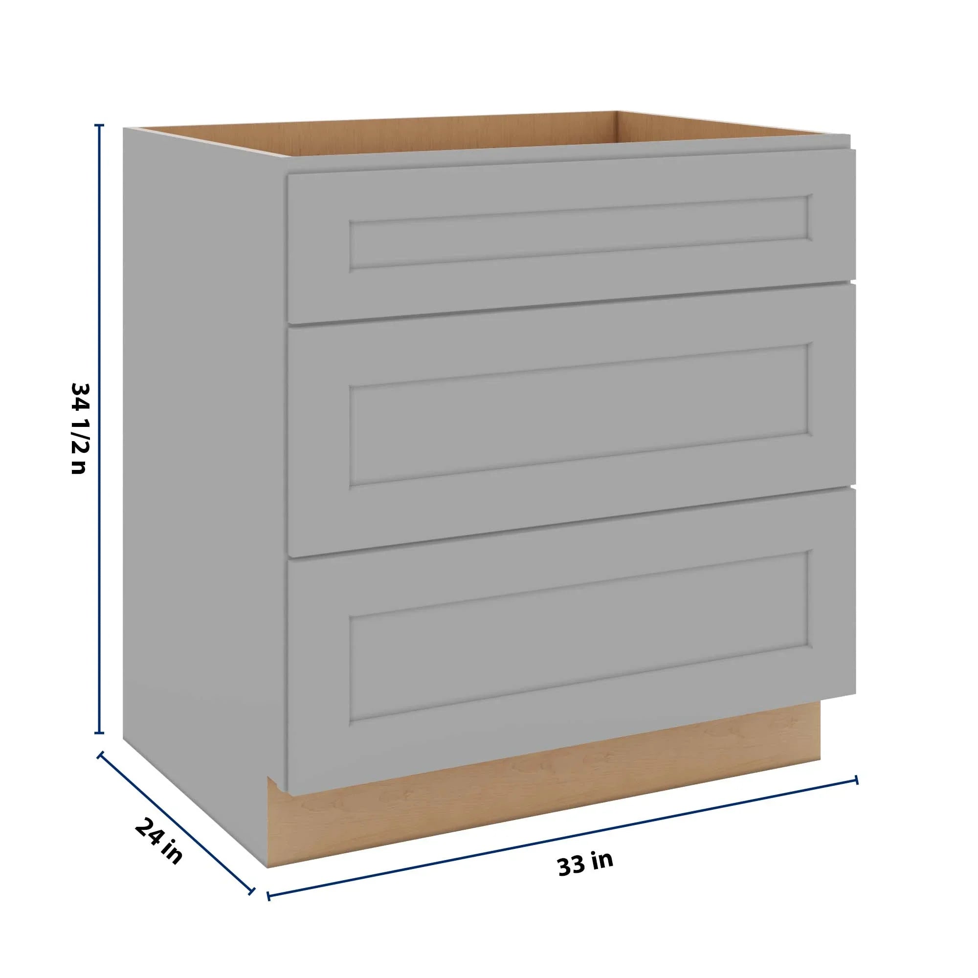 J&K Castle Grey S5 Base w/3 Drawers - 33" W