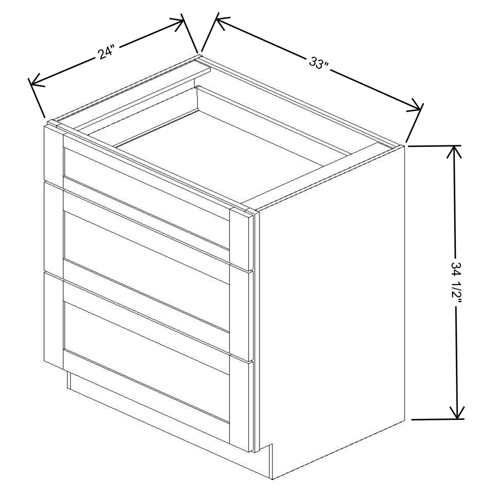 Fabuwood Allure Galaxy Frost 33"W Base 3 Drawers