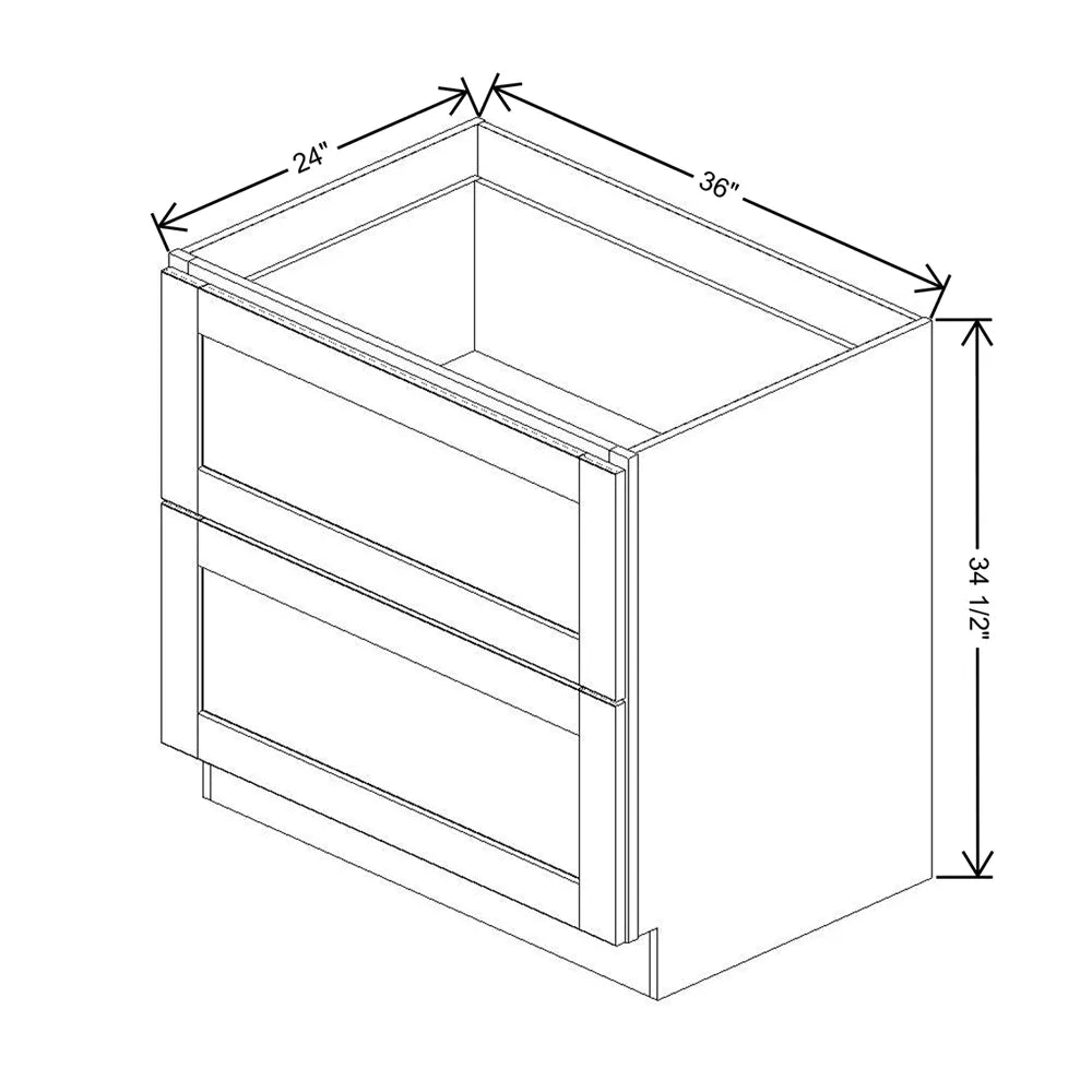 J&K White Shaker S8 Base w/2 Drawers - 36" W