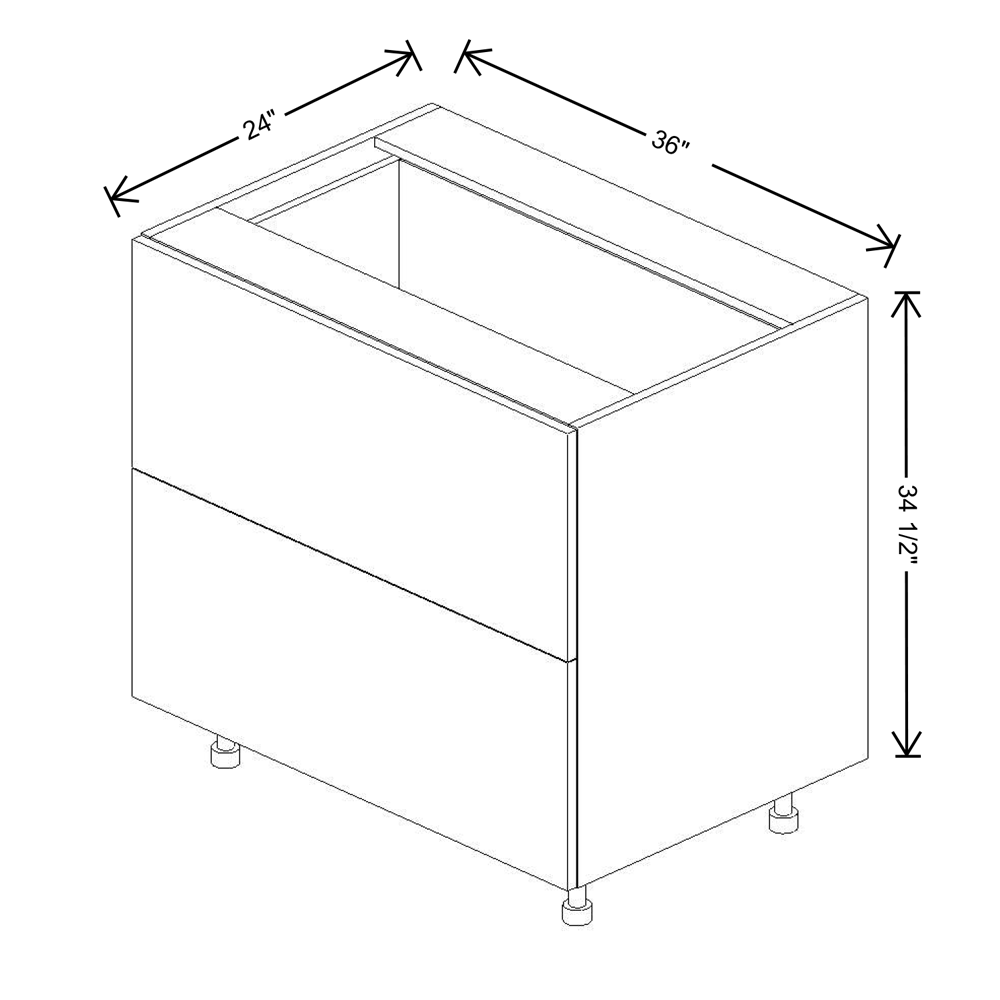 Fabuwood Illume Catalina Bianco Matte1"W 2 Drawer Base