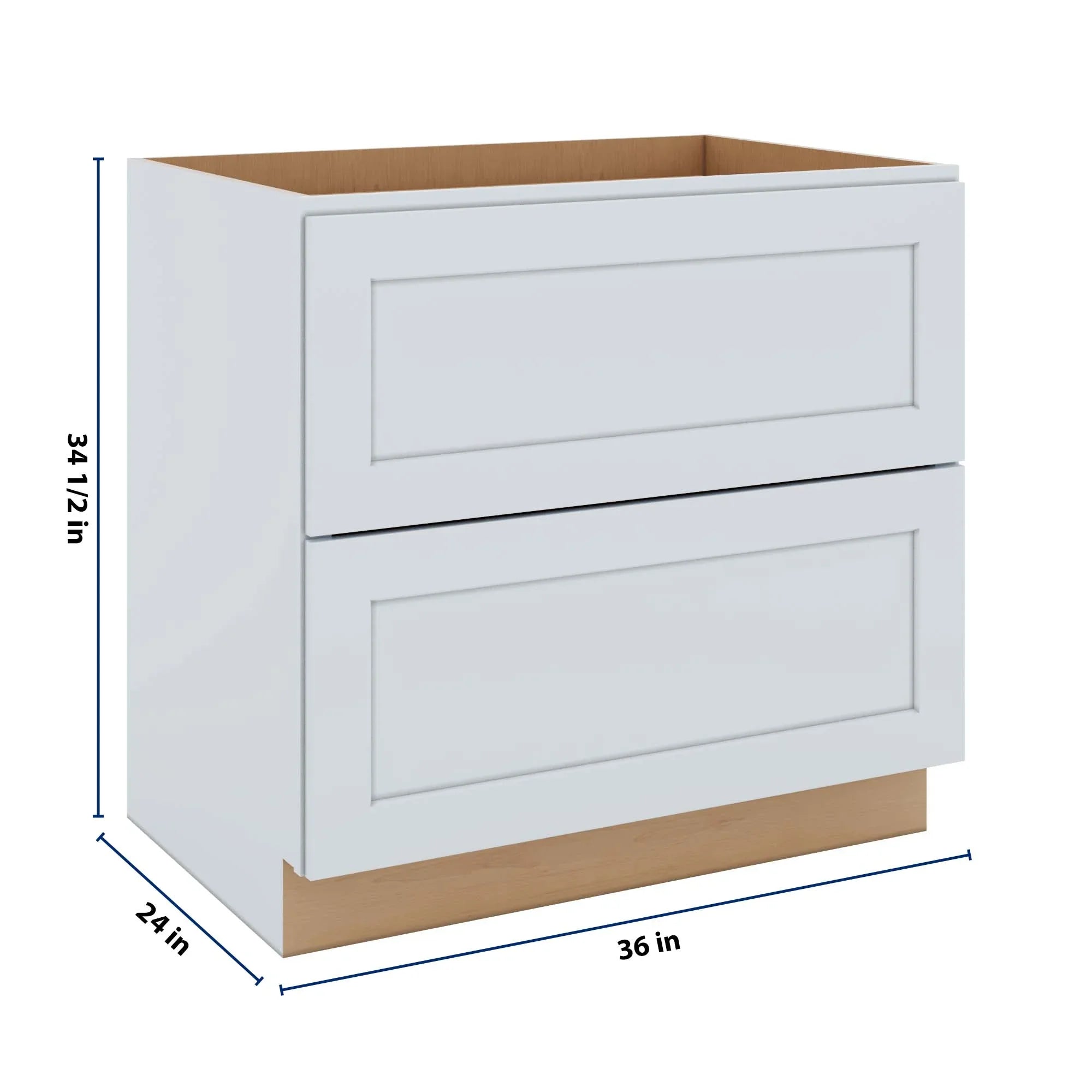 J&K White Shaker S8 Base w/2 Drawers - 36" W