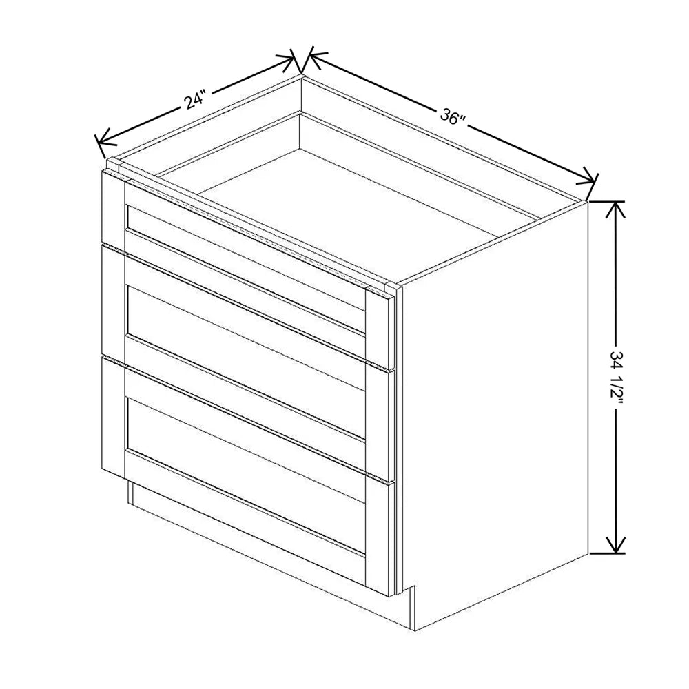 J&K Dove E1 Base w/3 Drawers - 36" W