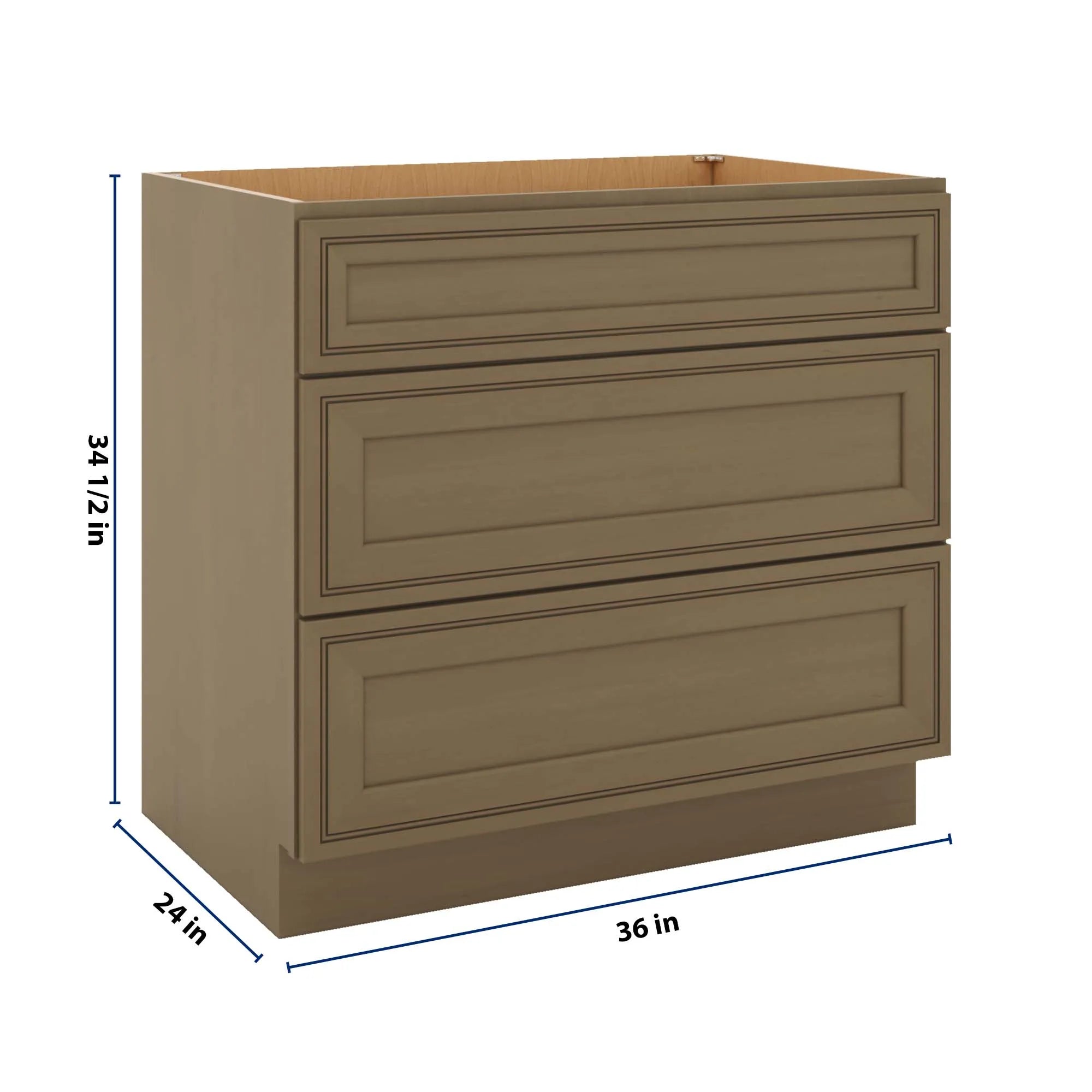 J&K Hazel H8 Base w/3 Drawers - 36" W