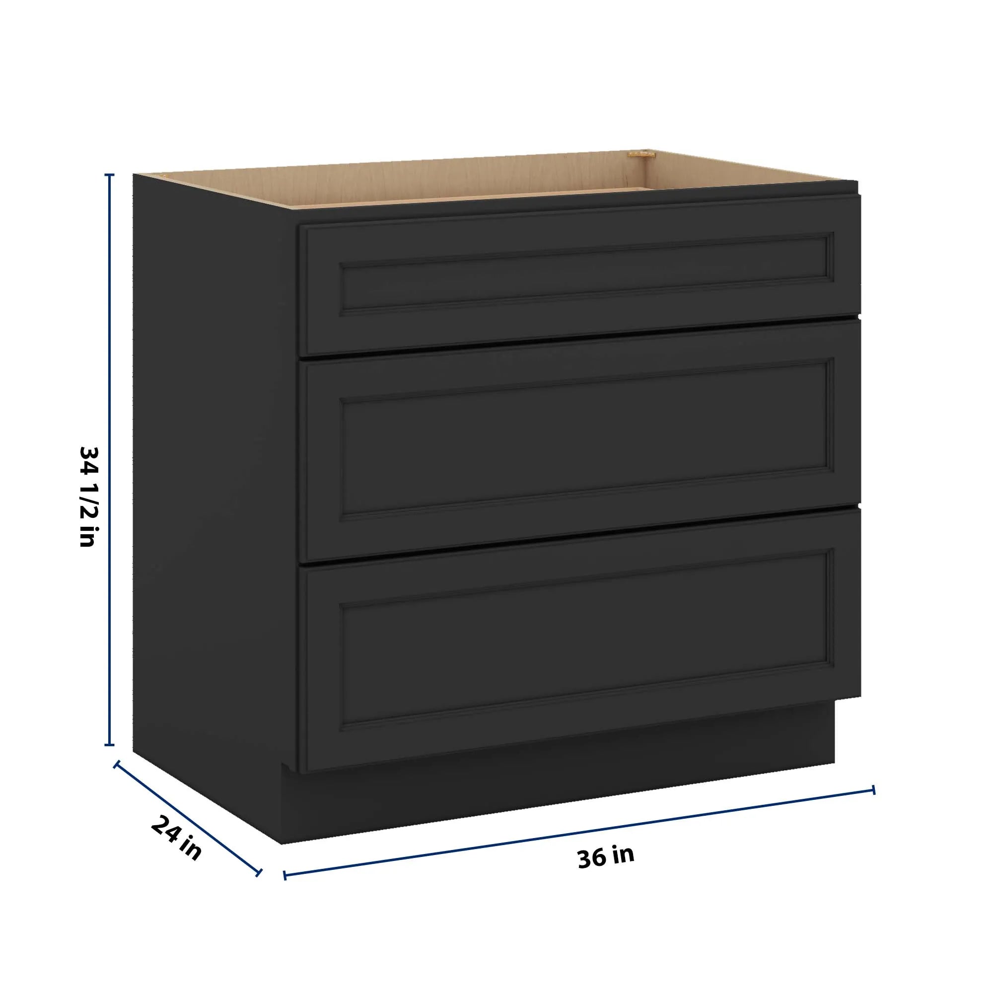 J&K Charcoal E2 Base w/3 Drawers - 36" W