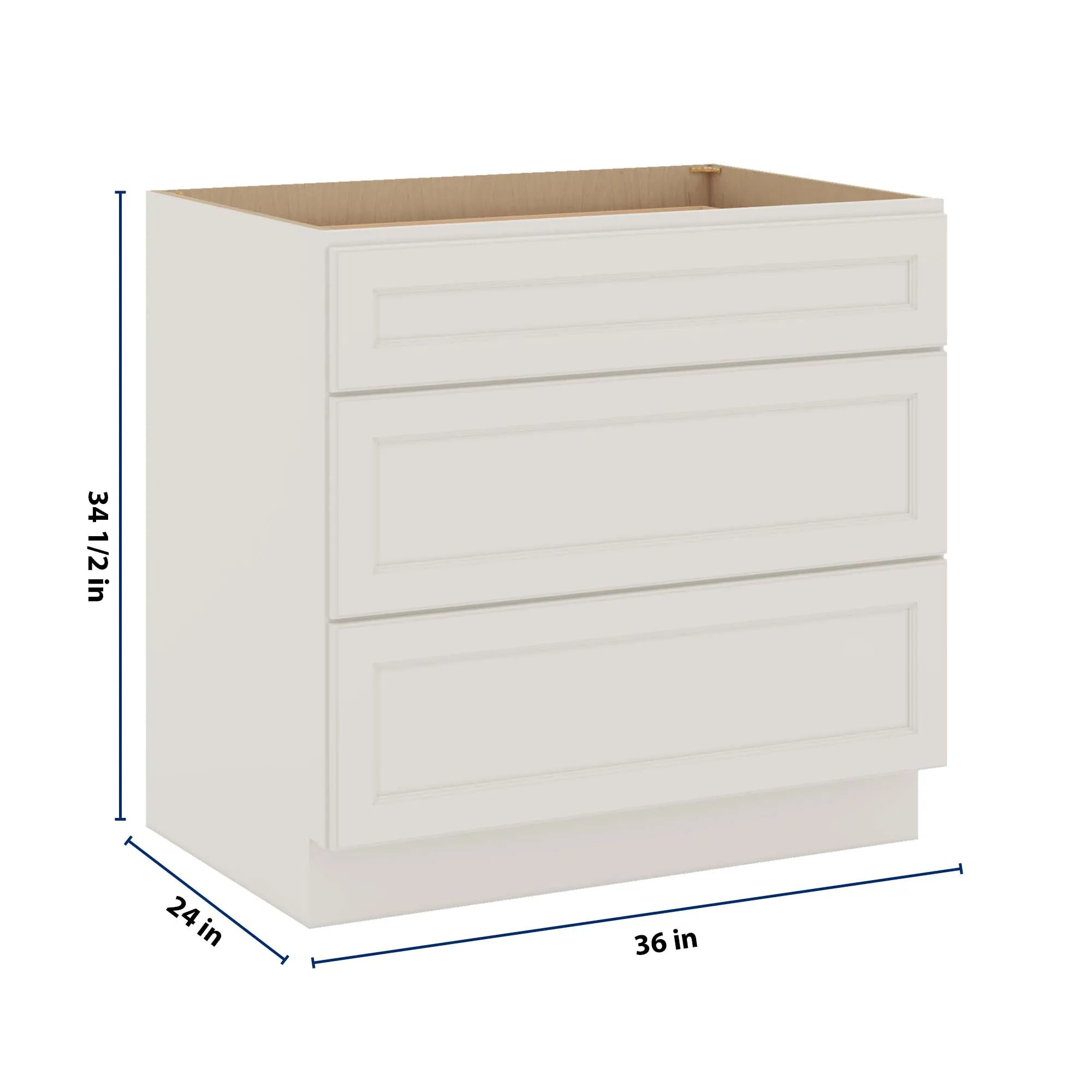 J&K Dove E1 Base w/3 Drawers - 36" W