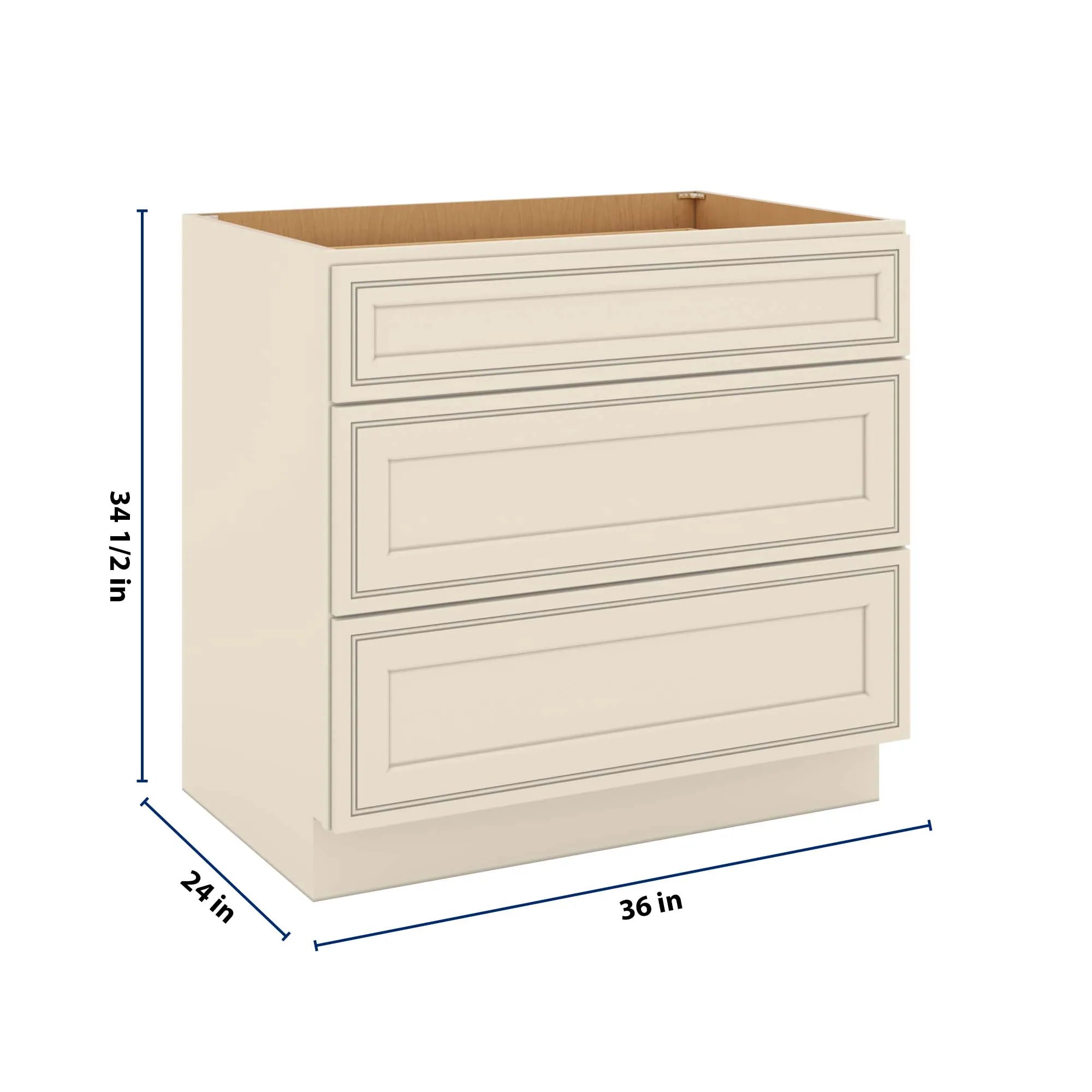 J&K Pearl Glazed H9 Base w/3 Drawers - 36" W
