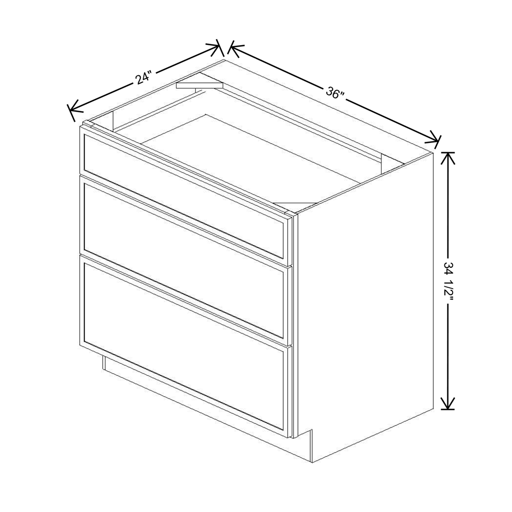 Cubitac Basic Oxford Pastel 36"W 3-Drawer Base Cabinet