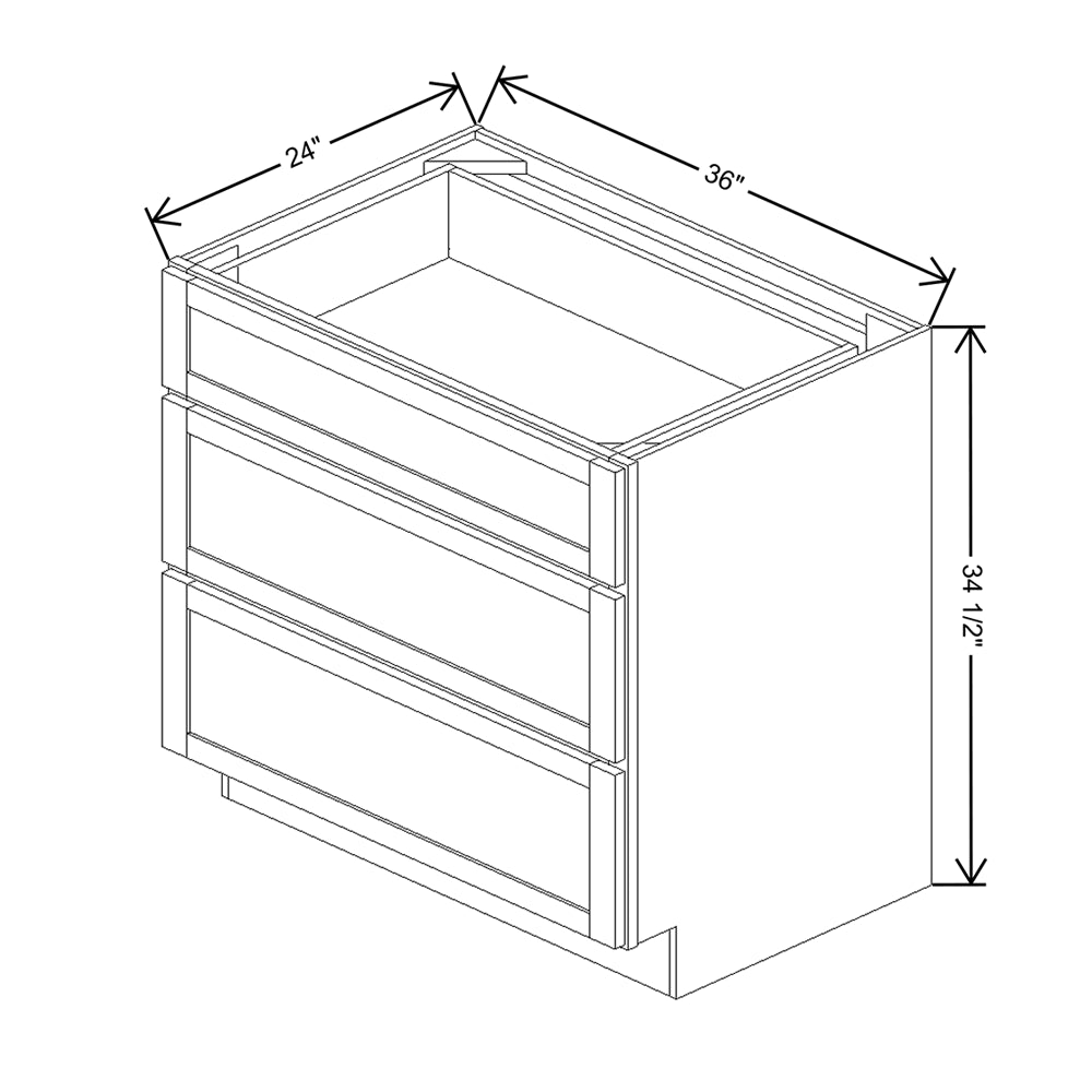 Wolf Classic Hazelnut Stain Stain 36"W Base 3 Drawer Cabinet