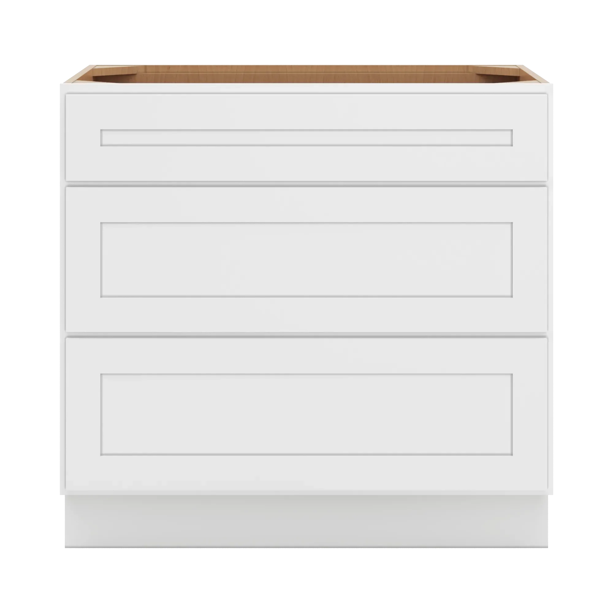 cnc luxor 5 piece white 36 w 3 drawer base cabinet