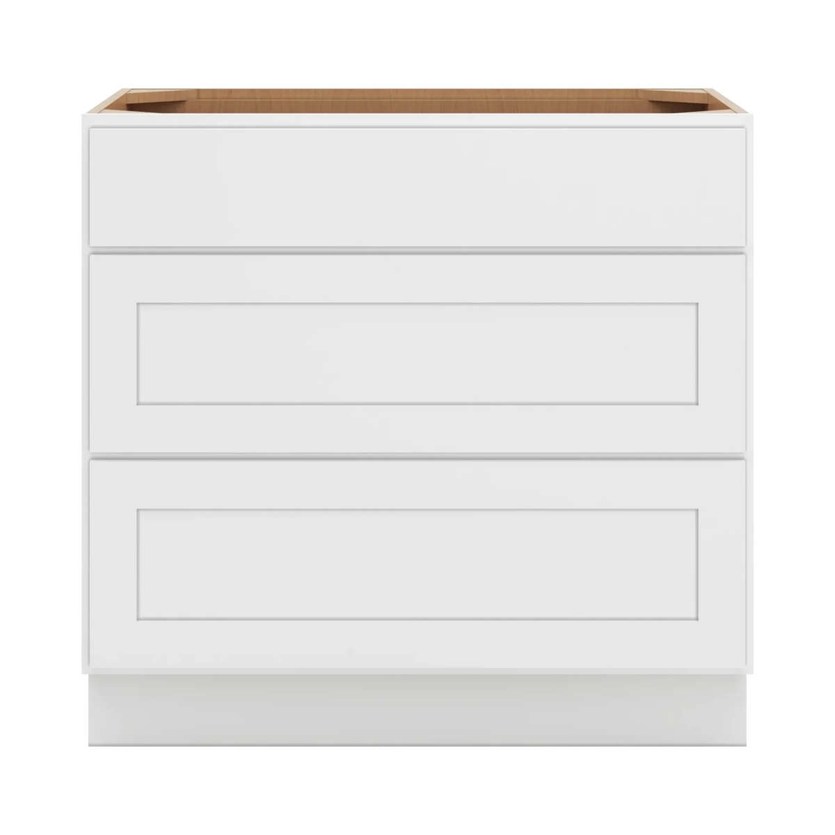 cnc luxor white 36 w 3 drawer base cabinet