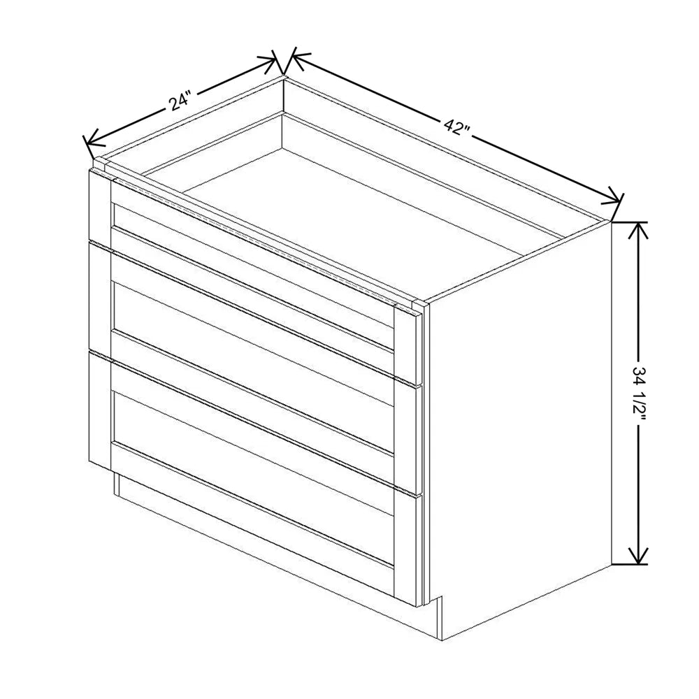 J&K Dove E1 Base w/3 Drawers - 42" W