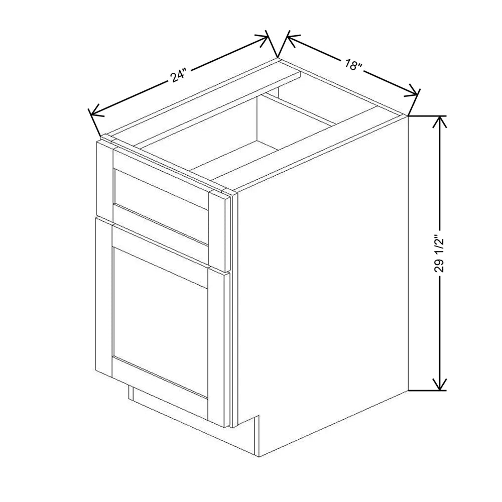 Kitchen Cabinet Distributors Shaker Designer White 5PC Desk Drawer Base - 18" W x 29.5" H x 24" D