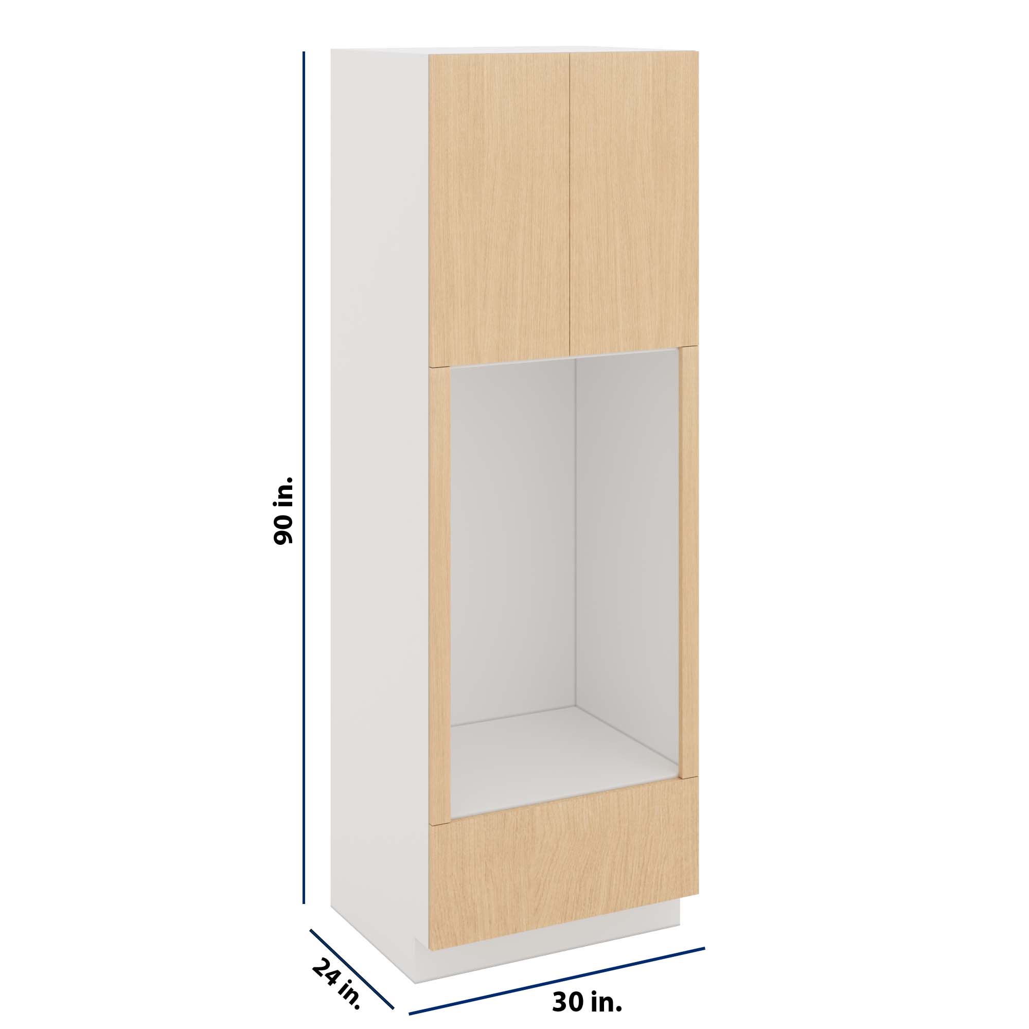 Modernform Cabinet Natural Oak 30" W X 90" H X 24" D Tall Double Oven Cabinet