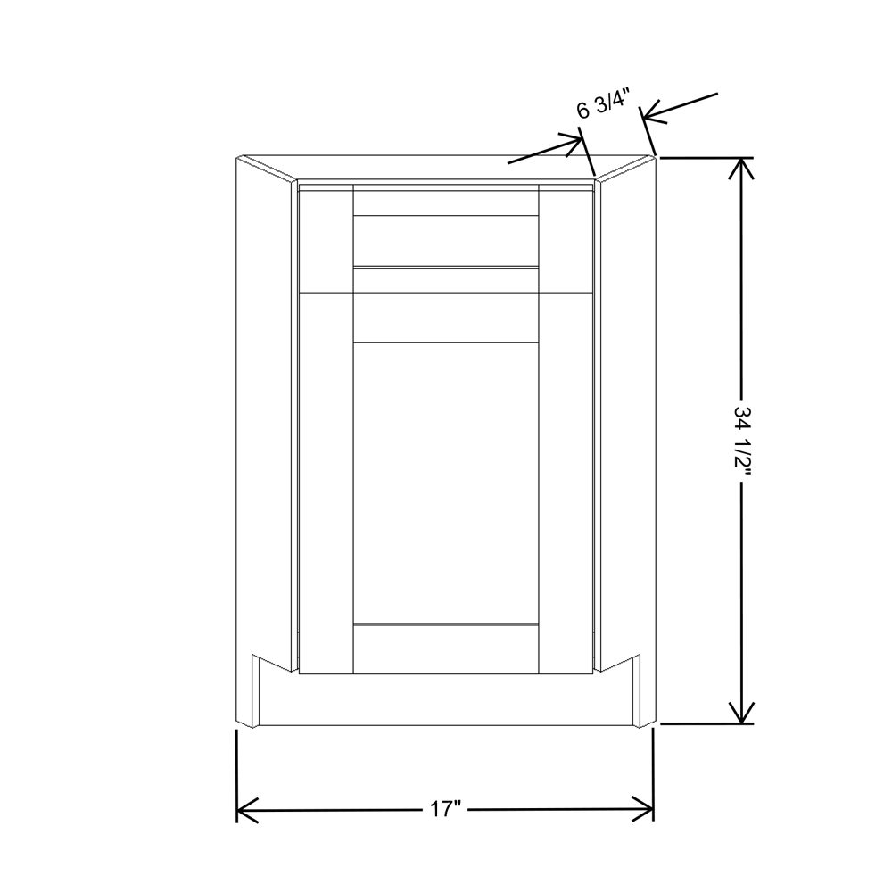 Fabuwood Quest Metro Frost 36"W Corner Sink Front