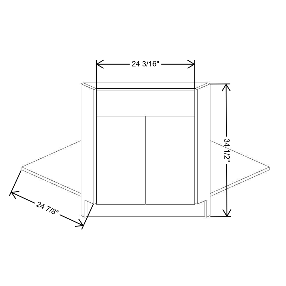 Fabuwood Illume Catalina Olmo 3 42"W Corner Sink Front