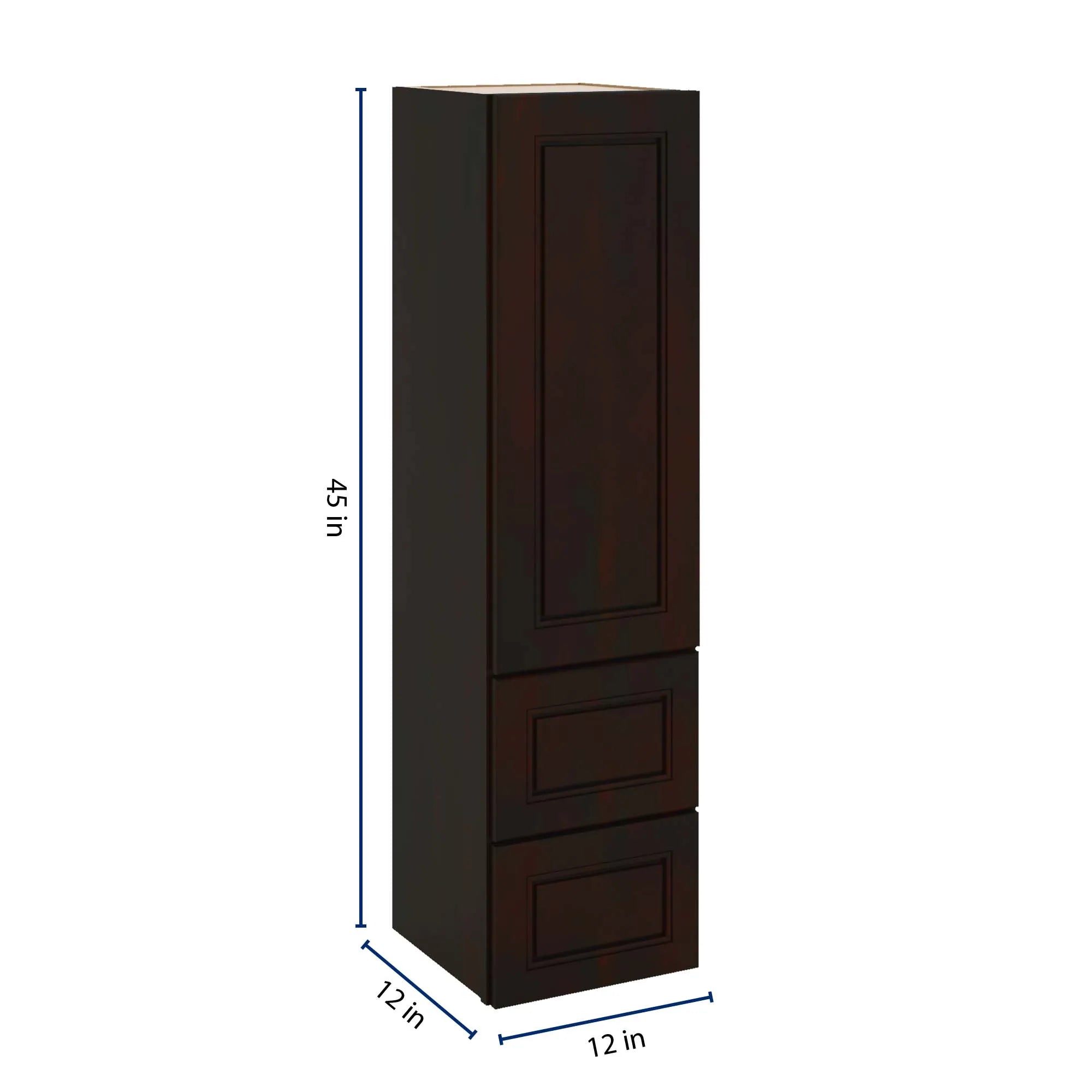 J&K Espresso K8 Vanity Counter Linen 12" W x 45" H x 12" D