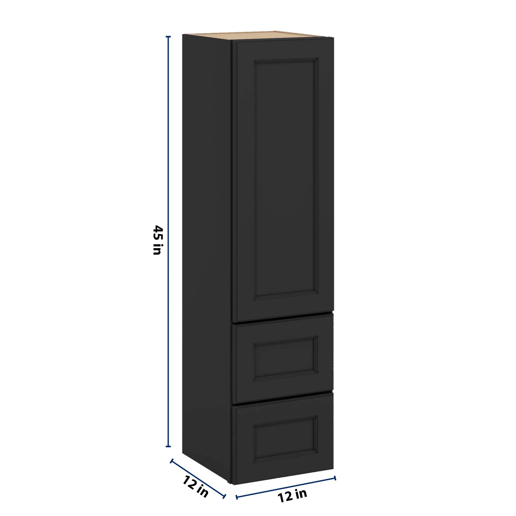 J&K Charcoal E2 Vanity Counter Linen 12" W x 45" H x 12" D