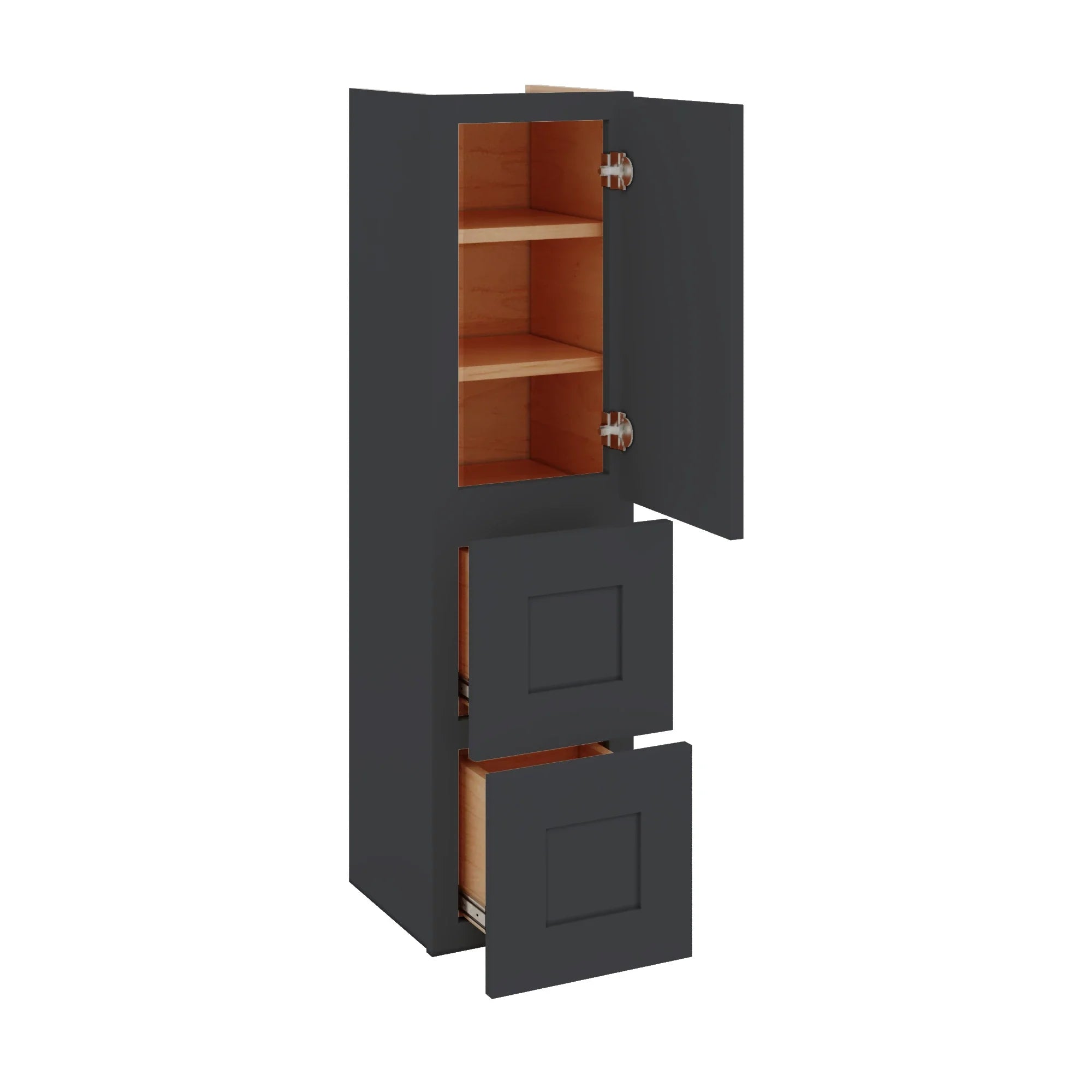 Modernform Cabinet Onyx Black Shaker 12" W X 45" H X 12" D Vanity Countertop Linen Cabinet