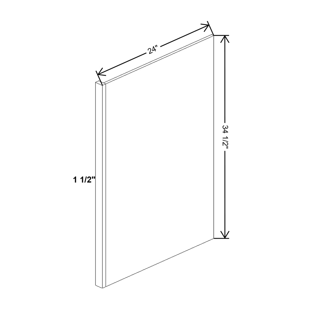 Wolf Classic York Grey Stain Dishwasher End Panel Filler 1 1/2"W X 34 1/2"H X 24"D