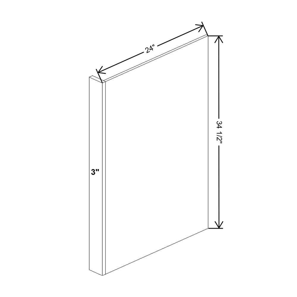 Wolf Classic Dartmouth Pewter Paint Dishwasher End Panel Filler - Left 3"W X 34 1/2"H X 24"D