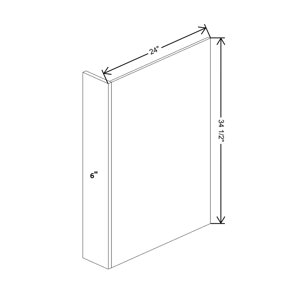 Wolf Classic York White Paint Dishwasher End Panel Filler  Left 6"W X 34 1/2"H X 24"D