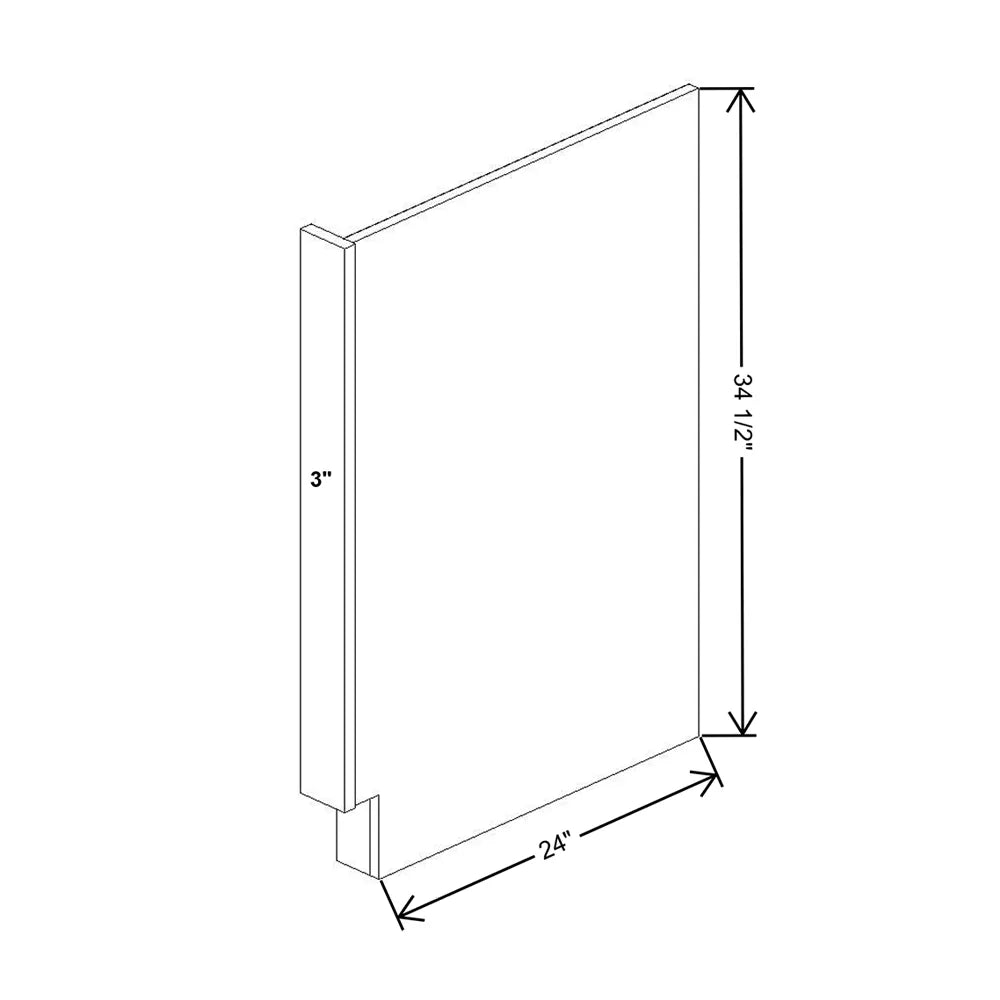 J&K Espresso K8 Dishwasher Panel w/Return Filler 3" W x 34 1/2" H x 24" D