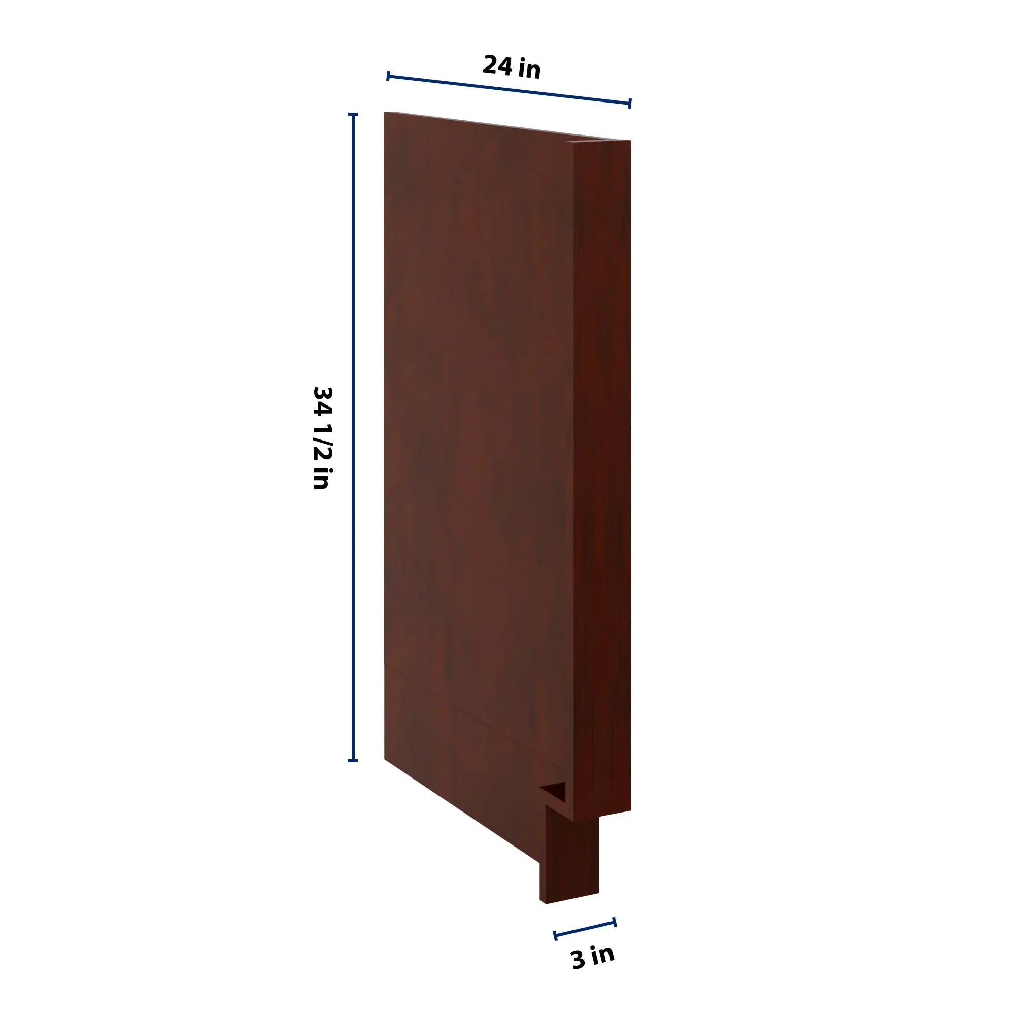 J&K Mahogany J5 Dishwasher Panel w/Return Filler 3" W x 34 1/2" H x 24" D