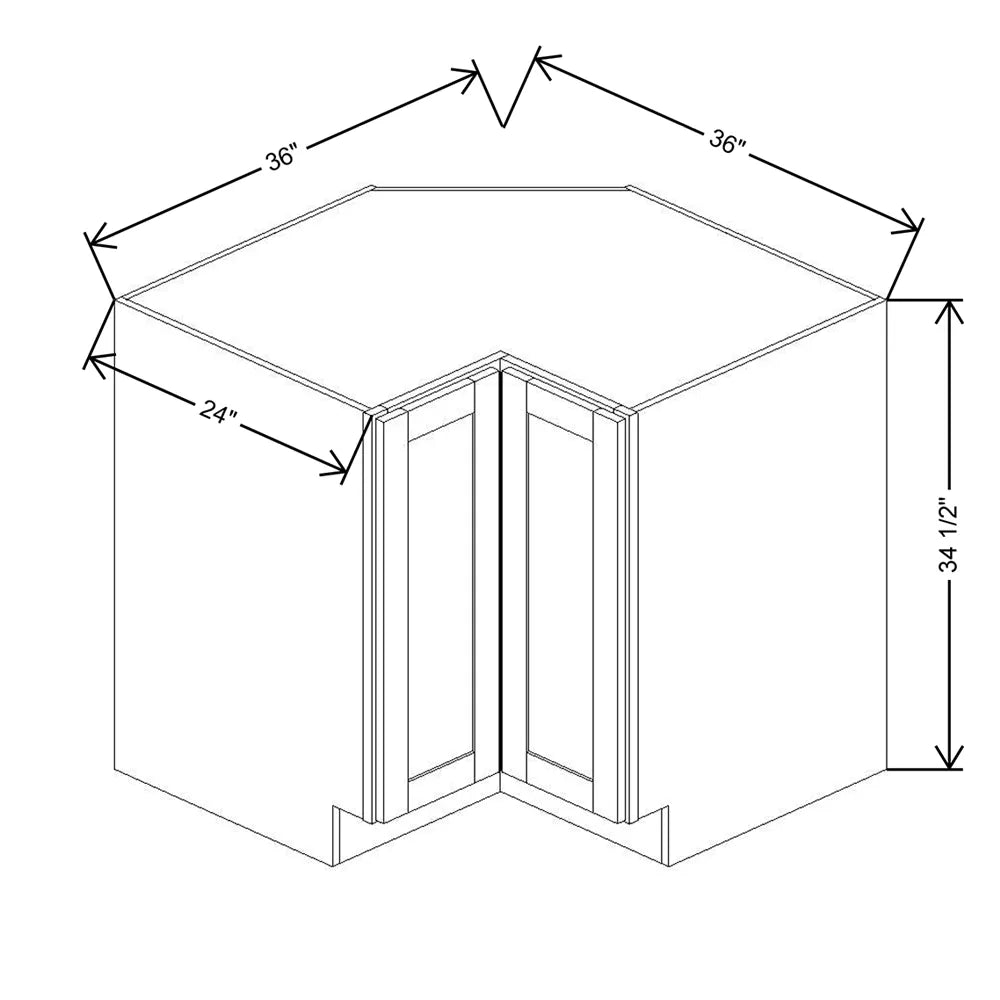 Kitchen Cabinet Distributors Shaker Designer White 5PC Easy Reach Base Cabinet - 36" W x 36" D