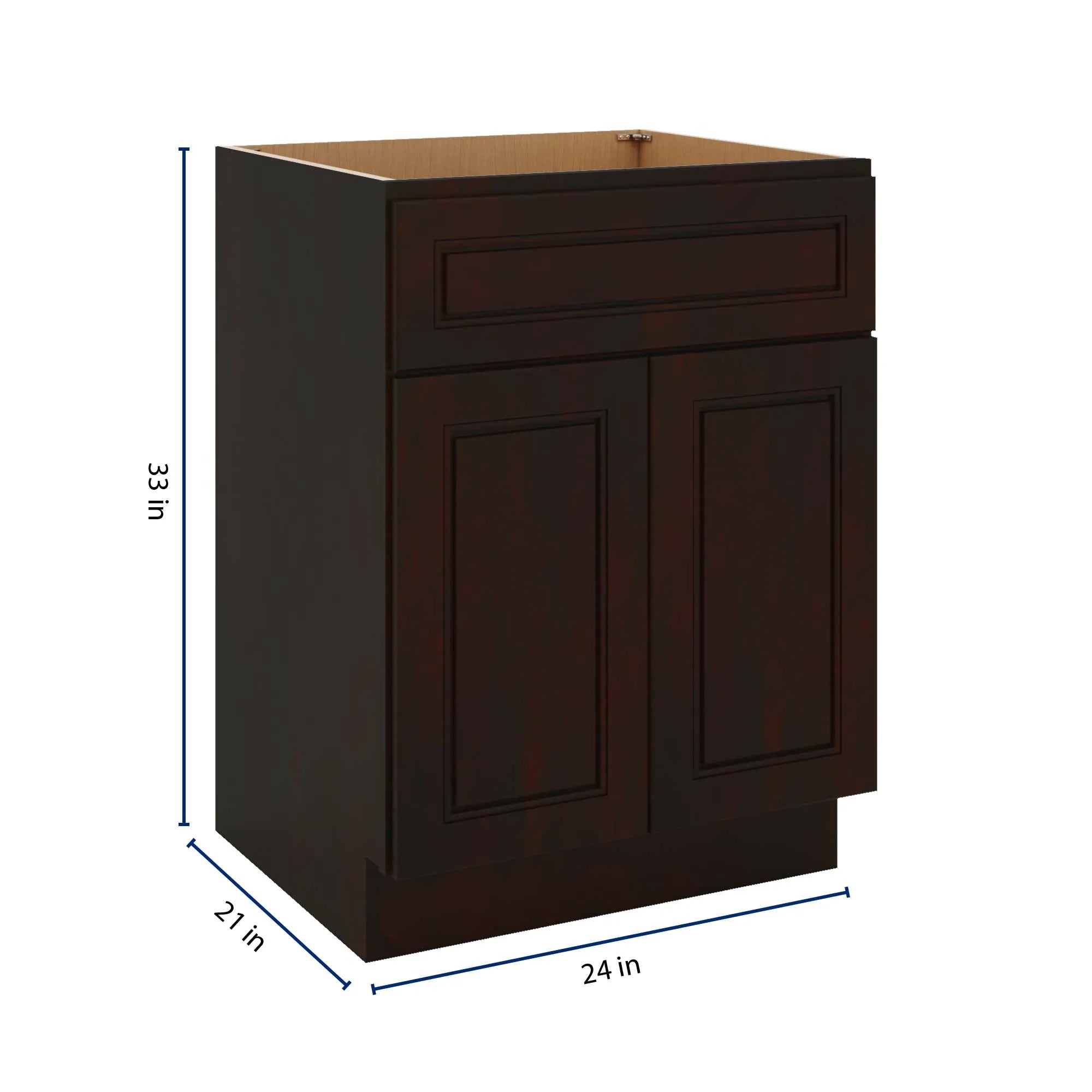 J&K Espresso K8 Vanity Base Sink Door/False Drawer 24" W x 33" H x 21" D
