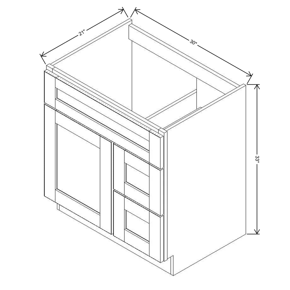 J&K Dove E1 Vanity Sink Combo 30" W x 33" H x 21" D