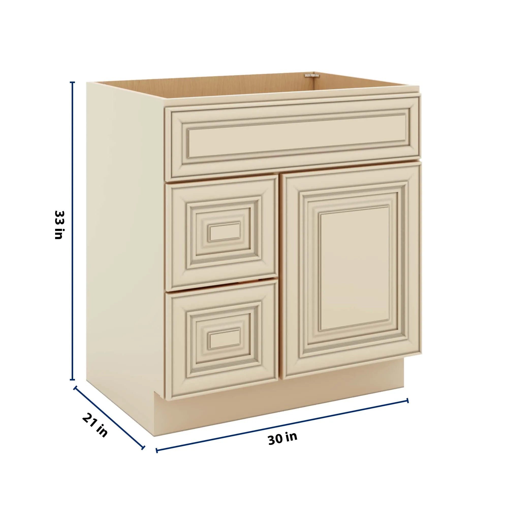 J&K Creme Glazed A7 Vanity Sink Combo 30" W x 33" H x 21" D