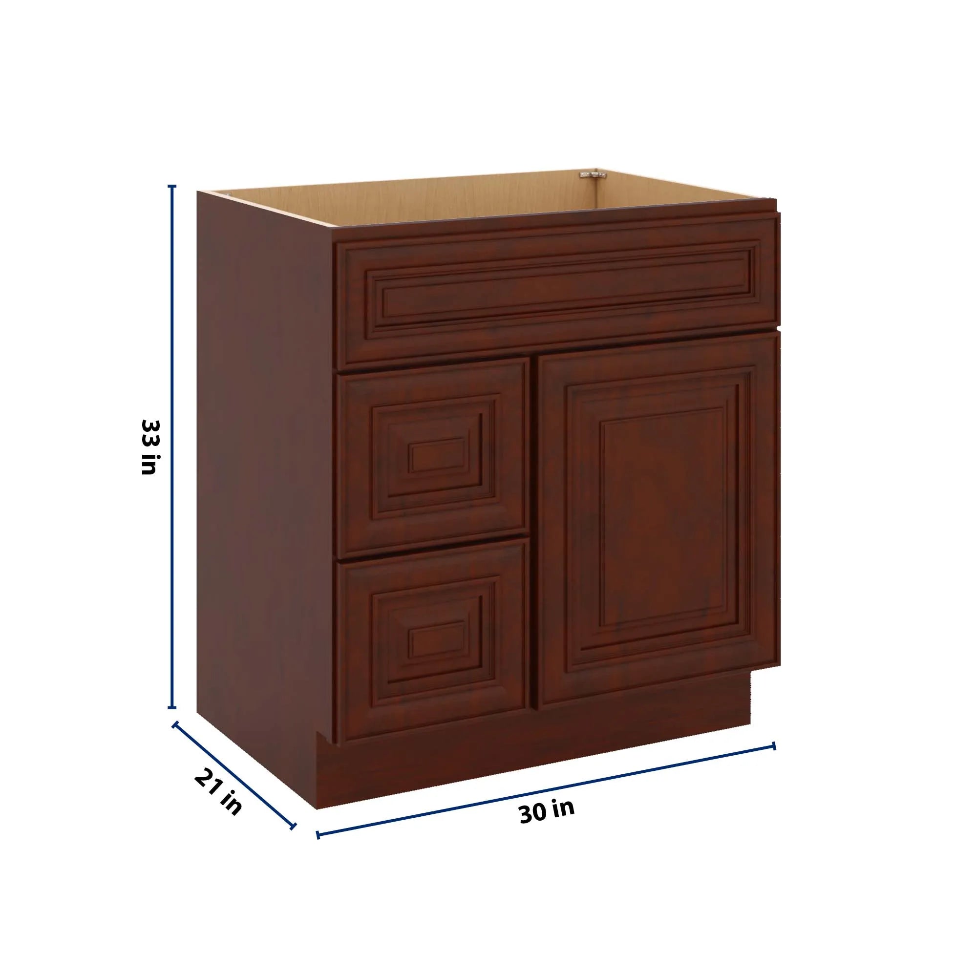 J&K Mahogany J5 Vanity Sink Combo 30" W x 33" H x 21" D