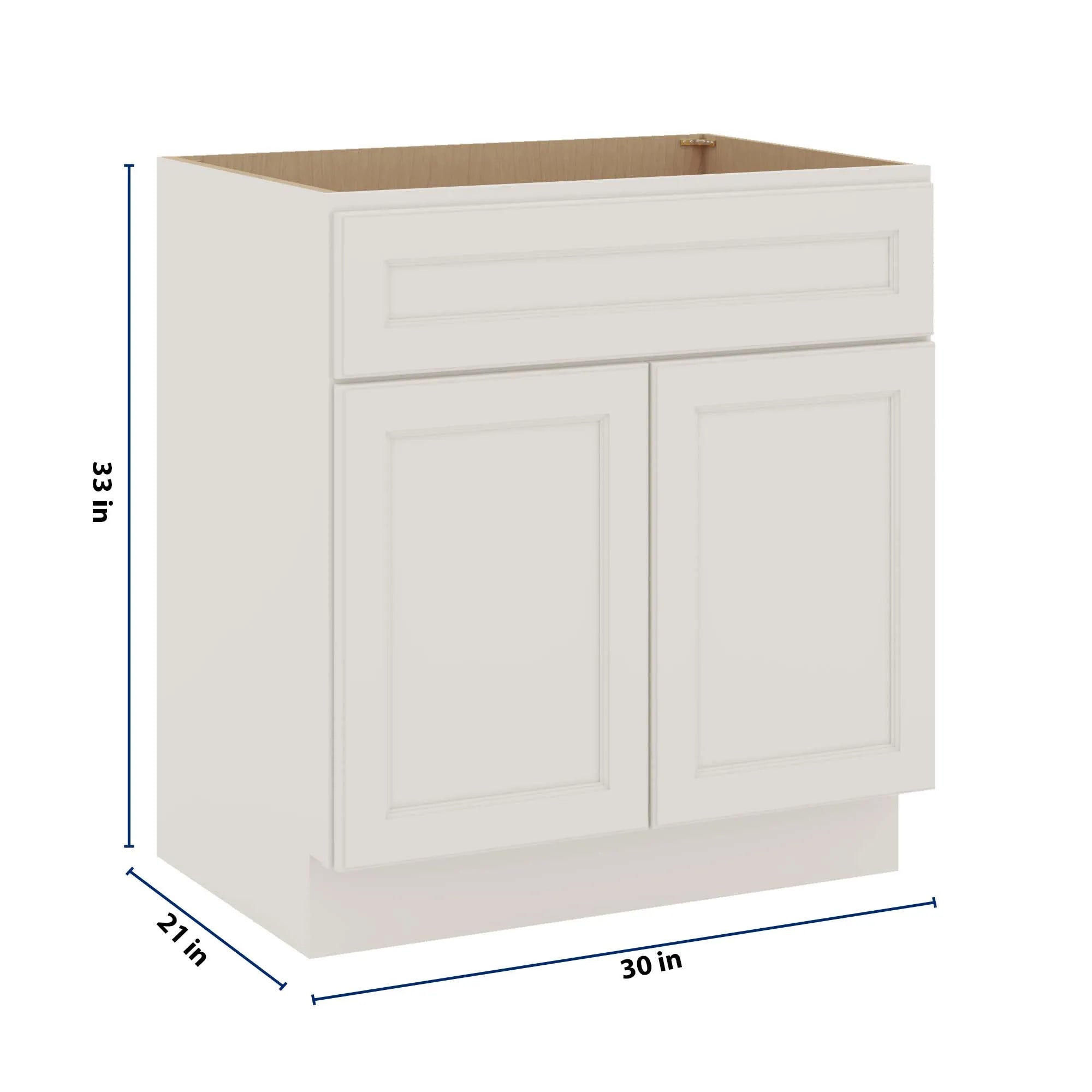J&K Dove E1 Vanity Base Sink Door/False Drawer 30" W x 33" H x 21" D