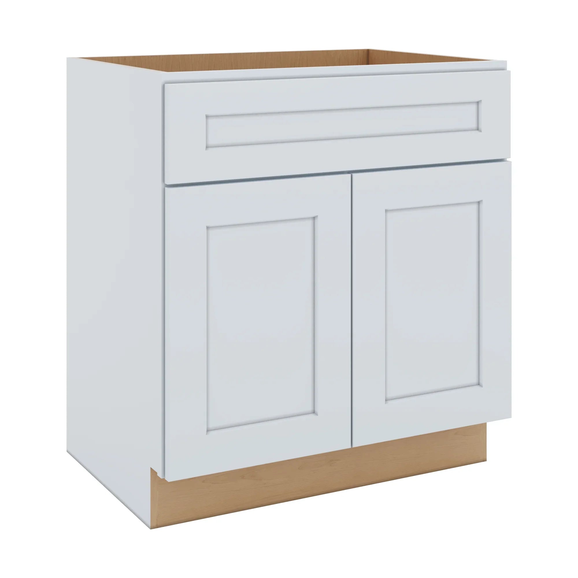 J&K White Shaker S8 Vanity Base Sink Door/False Drawer 30" W x 33" H x 21" D