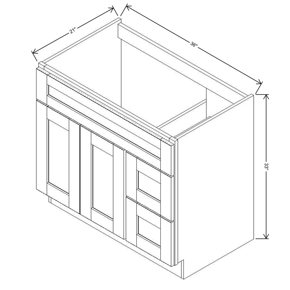 J&K Castle Grey S5 Vanity Sink Combo 36" W x 33" H x 21" D