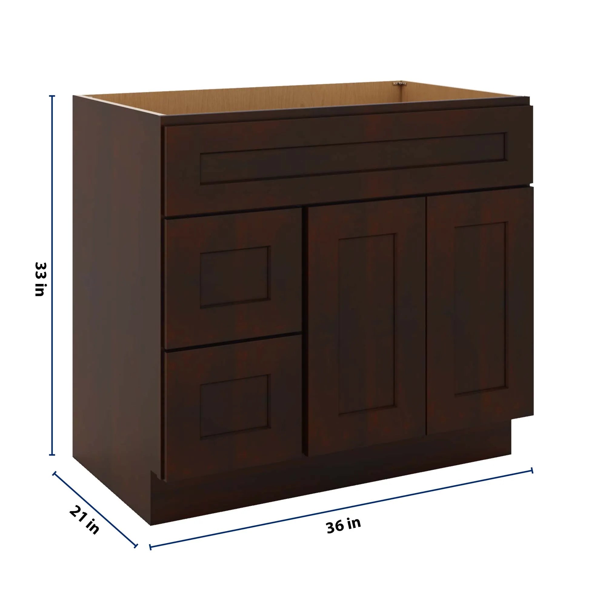 J&K Java Coffee S1 Vanity Sink Combo 36" W x 33" H x 21" D