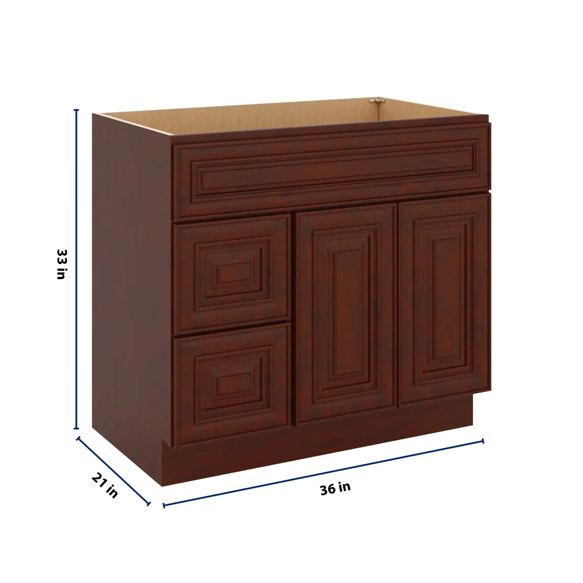 J&K Mahogany J5 Vanity Sink Combo 36" W x 33" H x 21" D