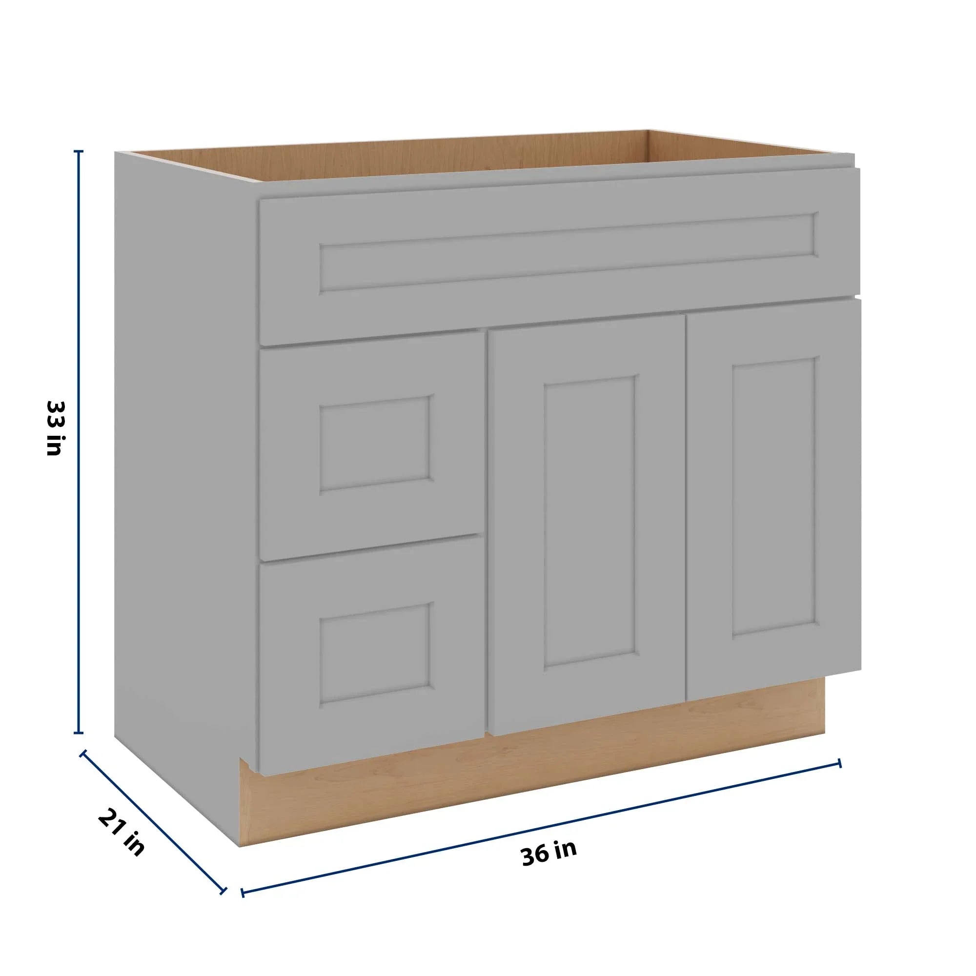 J&K Castle Grey S5 Vanity Sink Combo 36" W x 33" H x 21" D